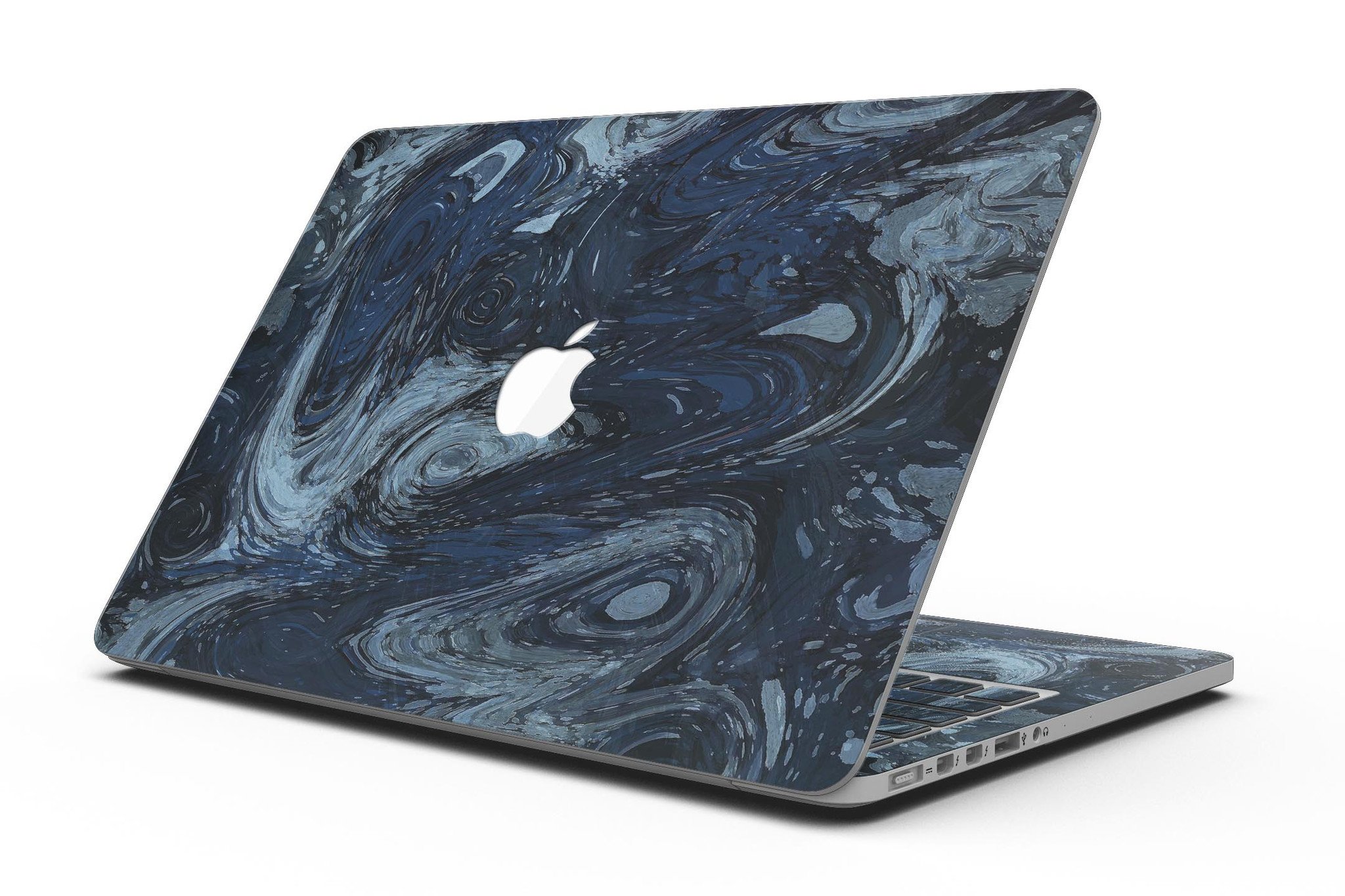 Dark Slate Marble Surface V32 skin applied on a MacBook Pro with Retina Display, showcasing its elegant design and fit.