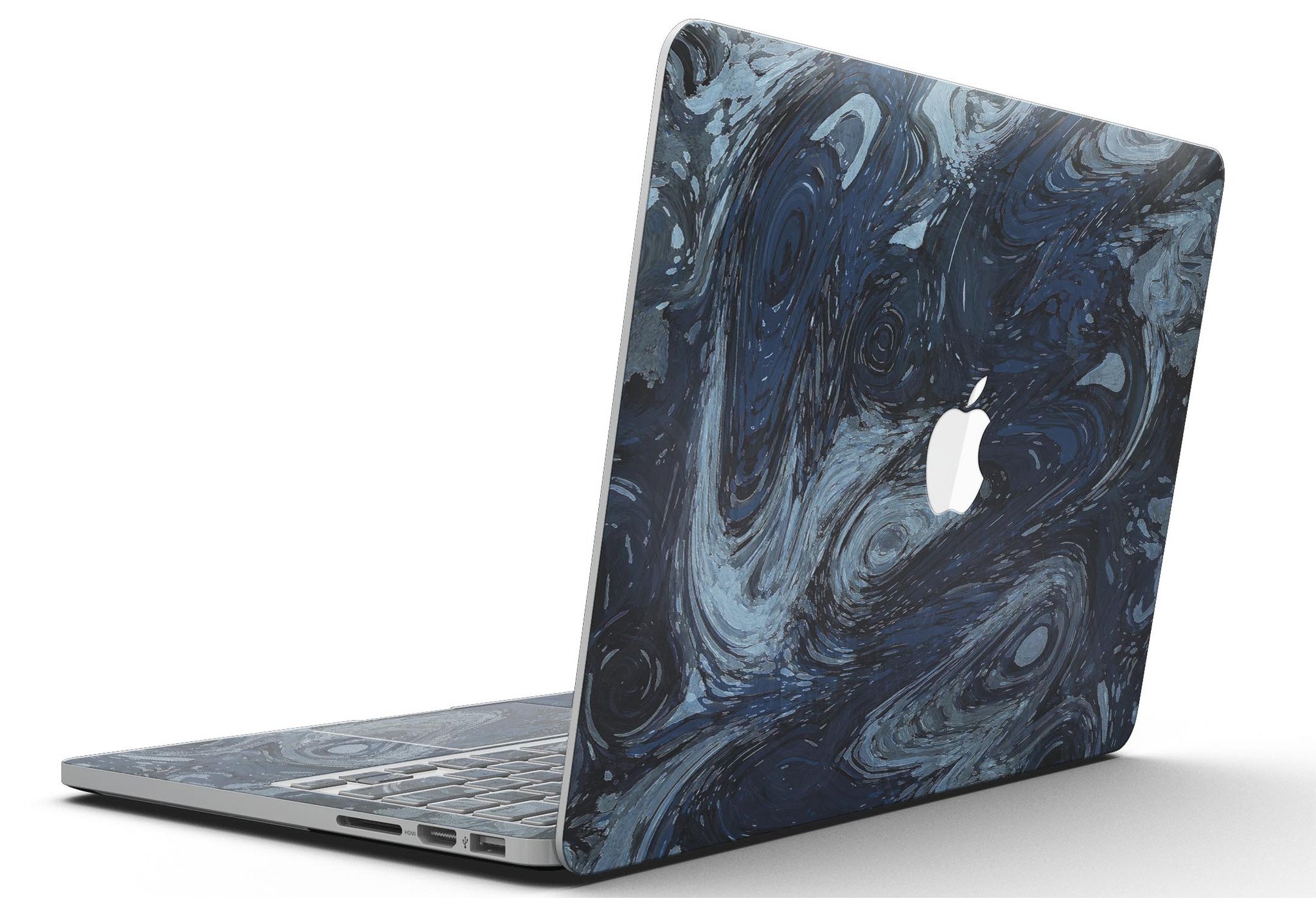 Dark Slate Marble Surface V32 skin applied on a MacBook Pro with Retina Display, showcasing its elegant design and fit.