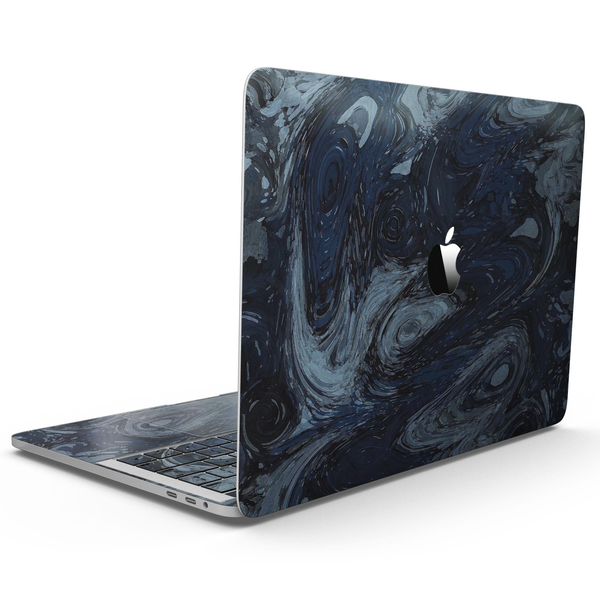 Dark Slate Marble Skin Kit for MacBook Pro with Touch Bar, showcasing a sleek marble design that enhances device aesthetics.