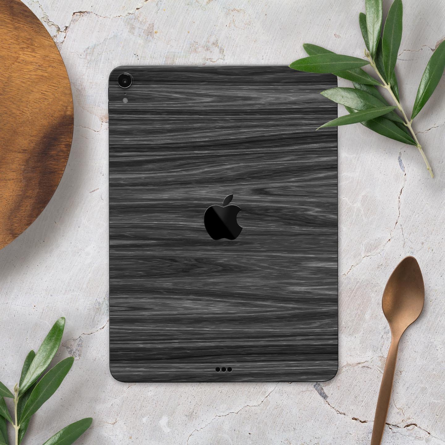 Dark Slate Wood skin decal for Apple iPad Pro 12.9", showcasing its premium finish and design.