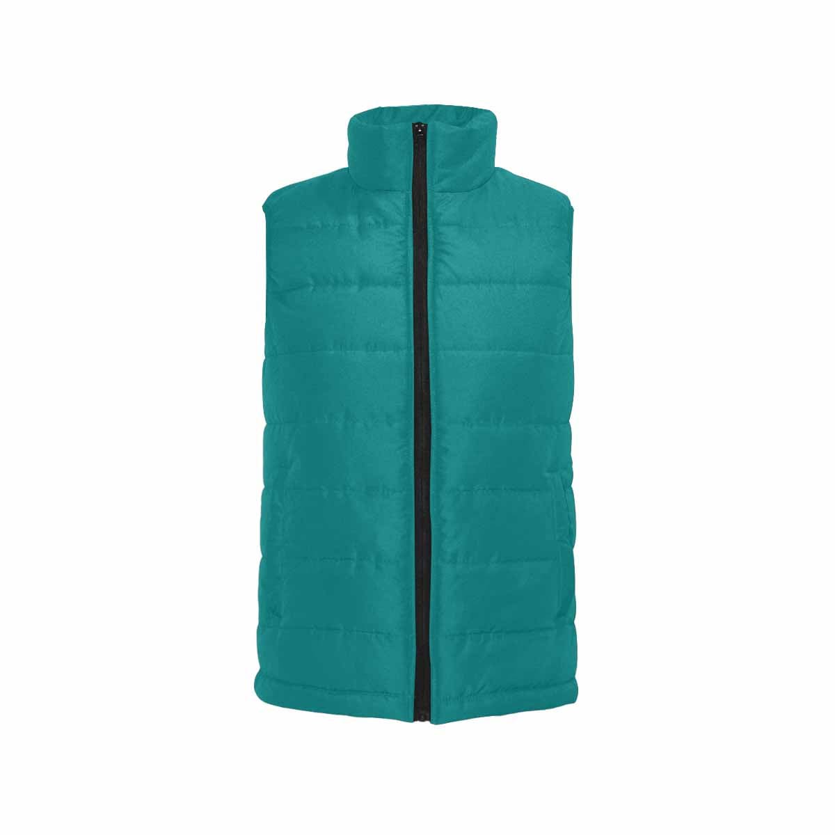 Dark teal green men's padded vest with quilted pattern and zipper closure, perfect for layering in cool weather.