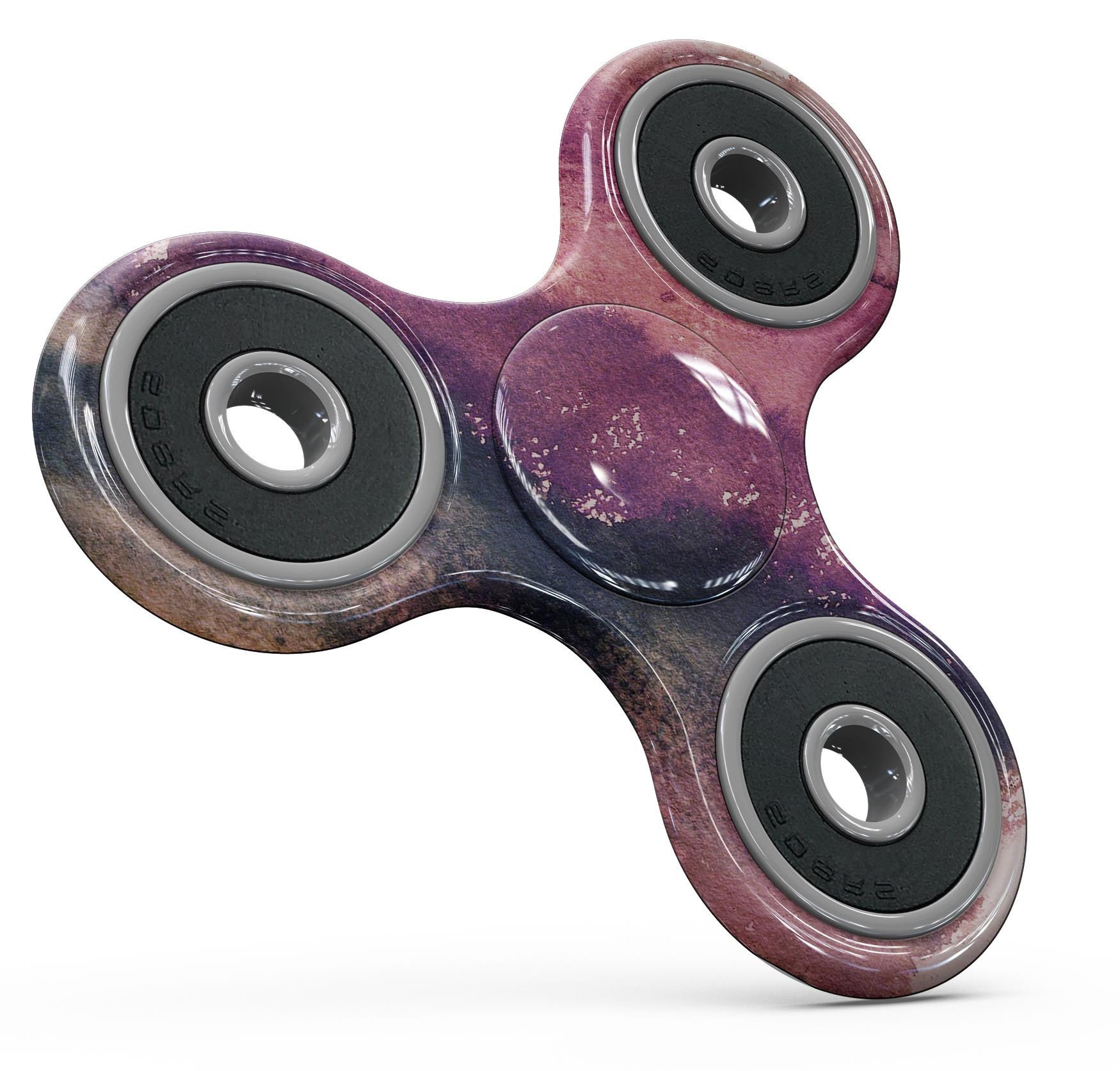 Dark v2 Absorbed Watercolor Texture Fidget Spinner Skin-Kit showcasing vibrant colors and a precise fit.