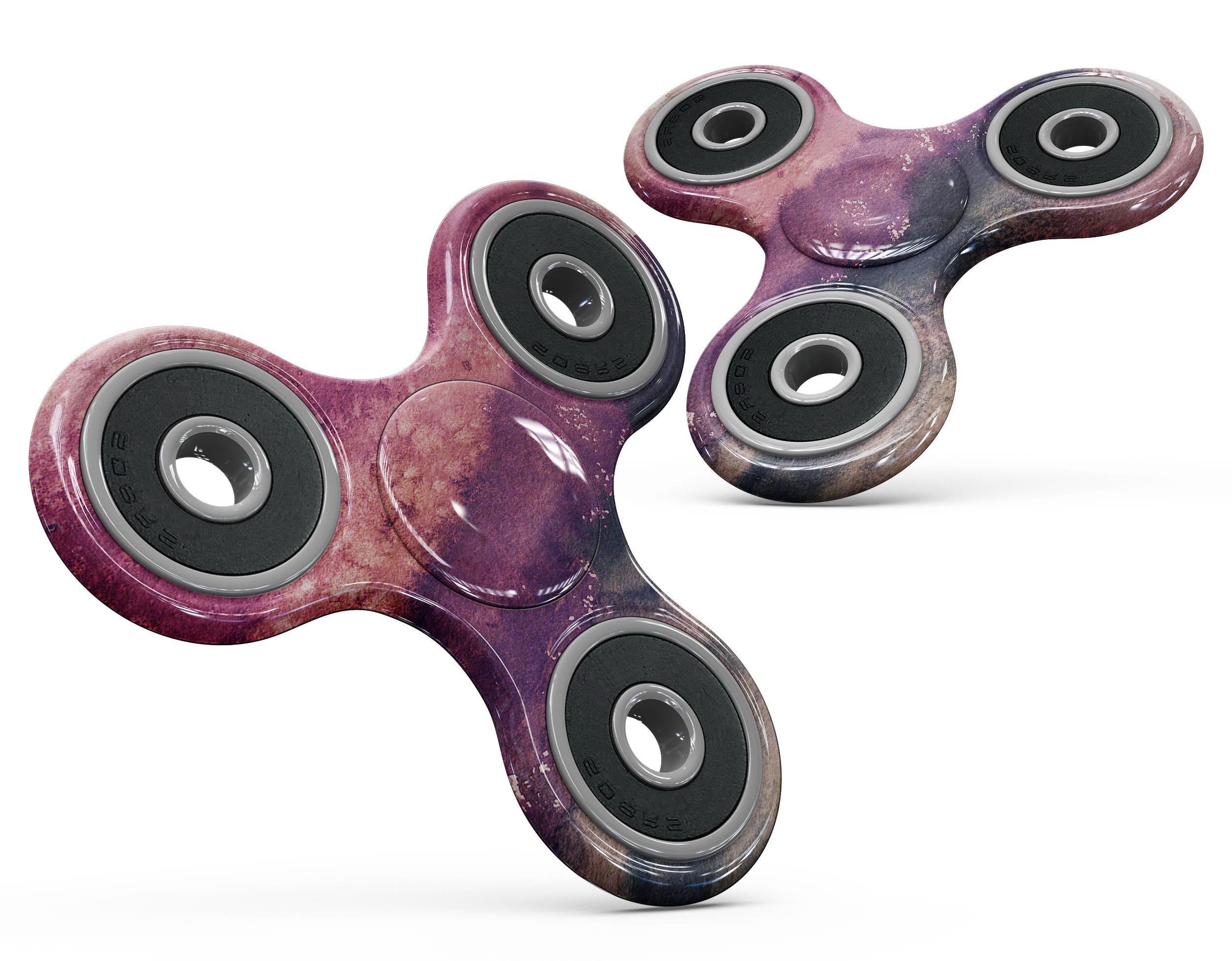 Dark v2 Absorbed Watercolor Texture Fidget Spinner Skin-Kit showcasing vibrant colors and a precise fit.