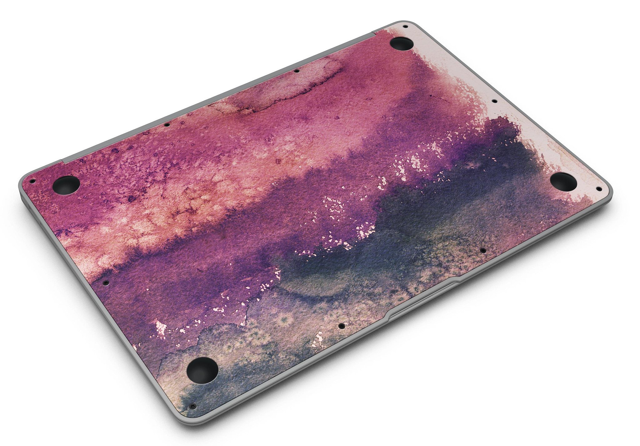 Dark v2bsorbed Watercolor Texture skin applied to a MacBook Air, showcasing vibrant colors and sleek design.