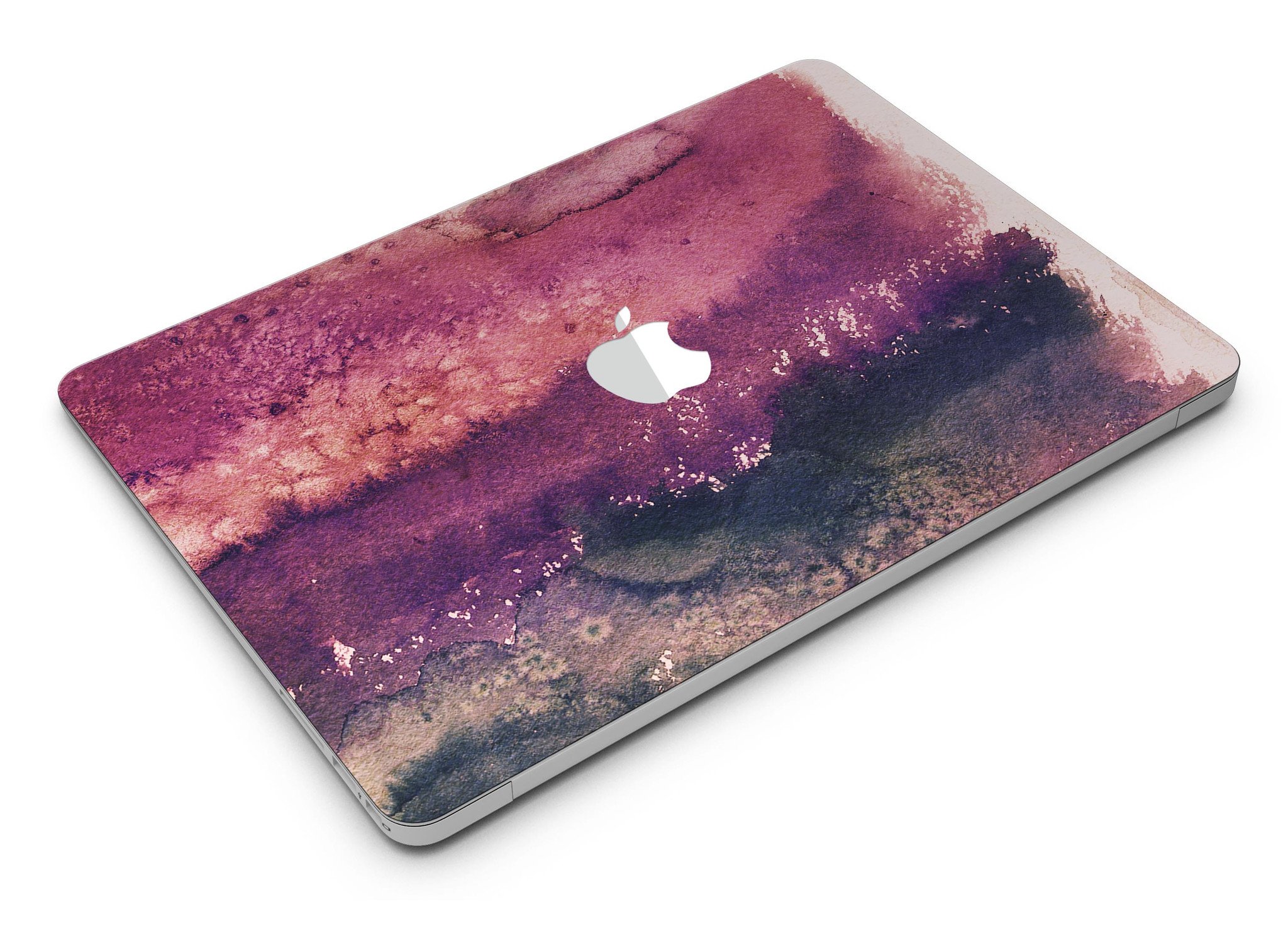 Dark v2bsorbed Watercolor Texture skin applied to a MacBook Air, showcasing vibrant colors and sleek design.