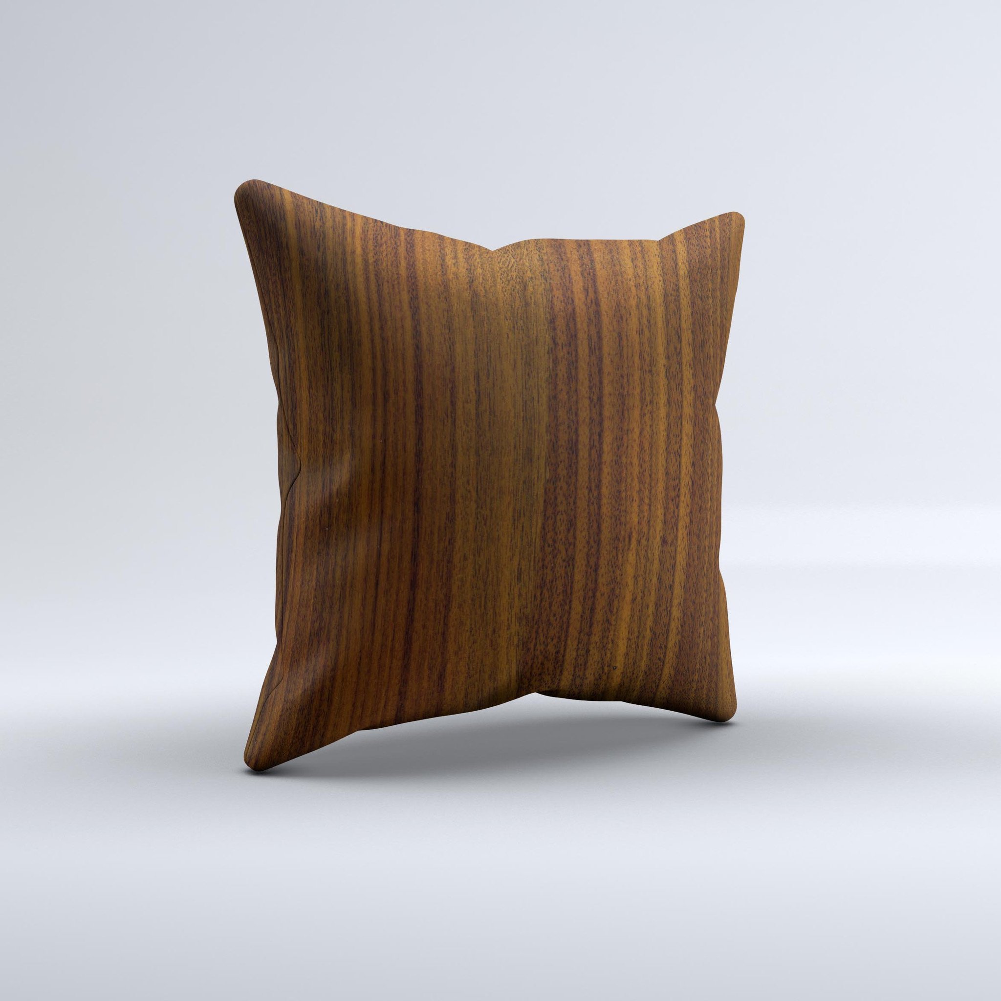 Dark Walnut Wood Ink-Fuzed Decorative Throw Pillow with unique design, handcrafted in Virginia, showcasing high-quality fabric and filling.