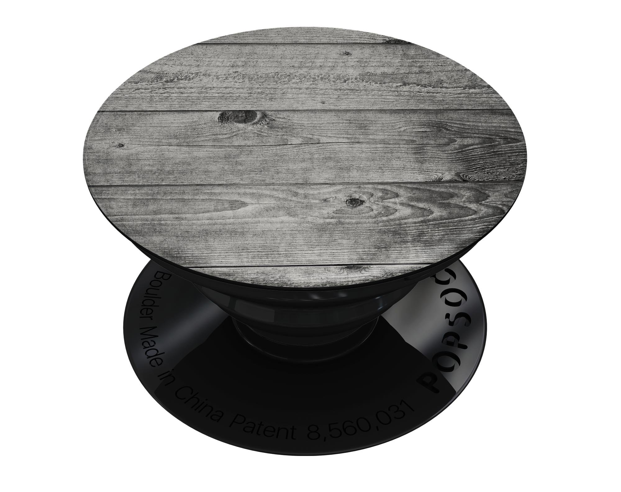 Dark Washed Wood Planks Skin Kit for PopSockets, showcasing a stylish wood design on a smartphone grip.