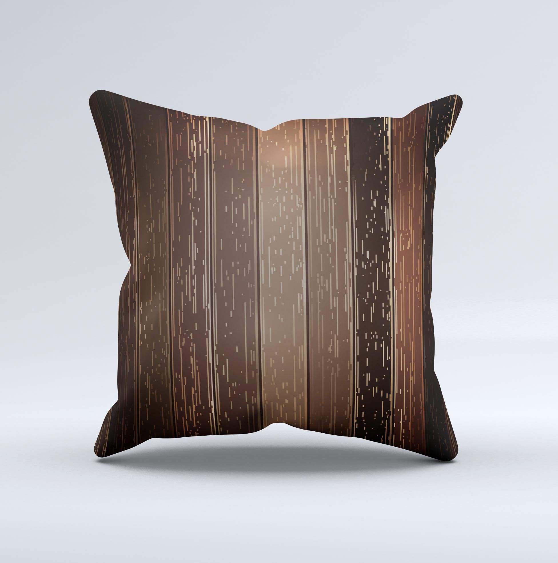 Dark Wood Texture V5 ink-Fuzed Decorative Throw Pillow showcasing a unique handcrafted design with rich wood texture.