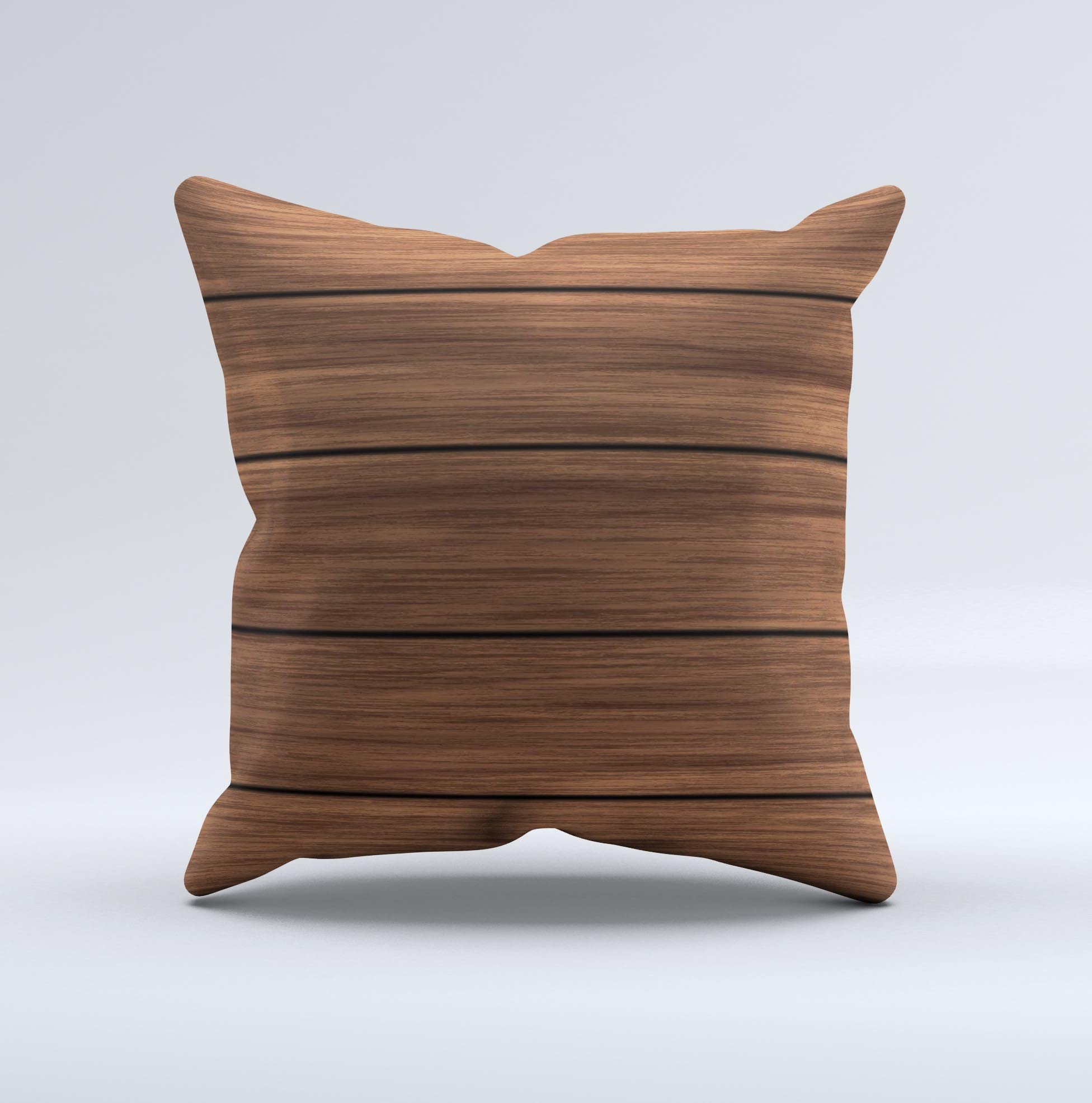 Dark-Grained Wood Planks V4 ink-Fuzed Decorative Throw Pillow showcasing a unique wood grain design, handcrafted in Virginia.