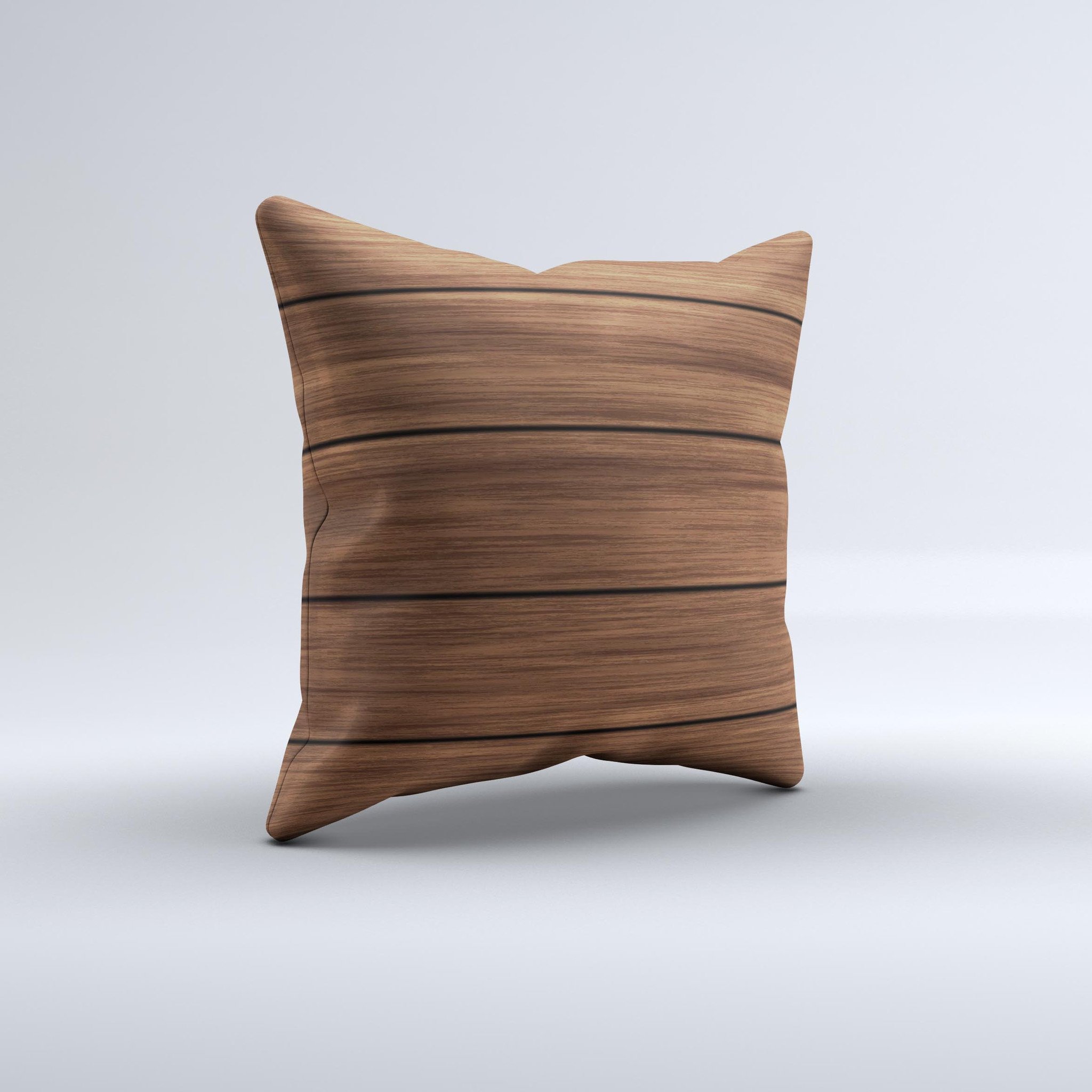 Dark-Grained Wood Planks V4 ink-Fuzed Decorative Throw Pillow showcasing a unique wood grain design, handcrafted in Virginia.