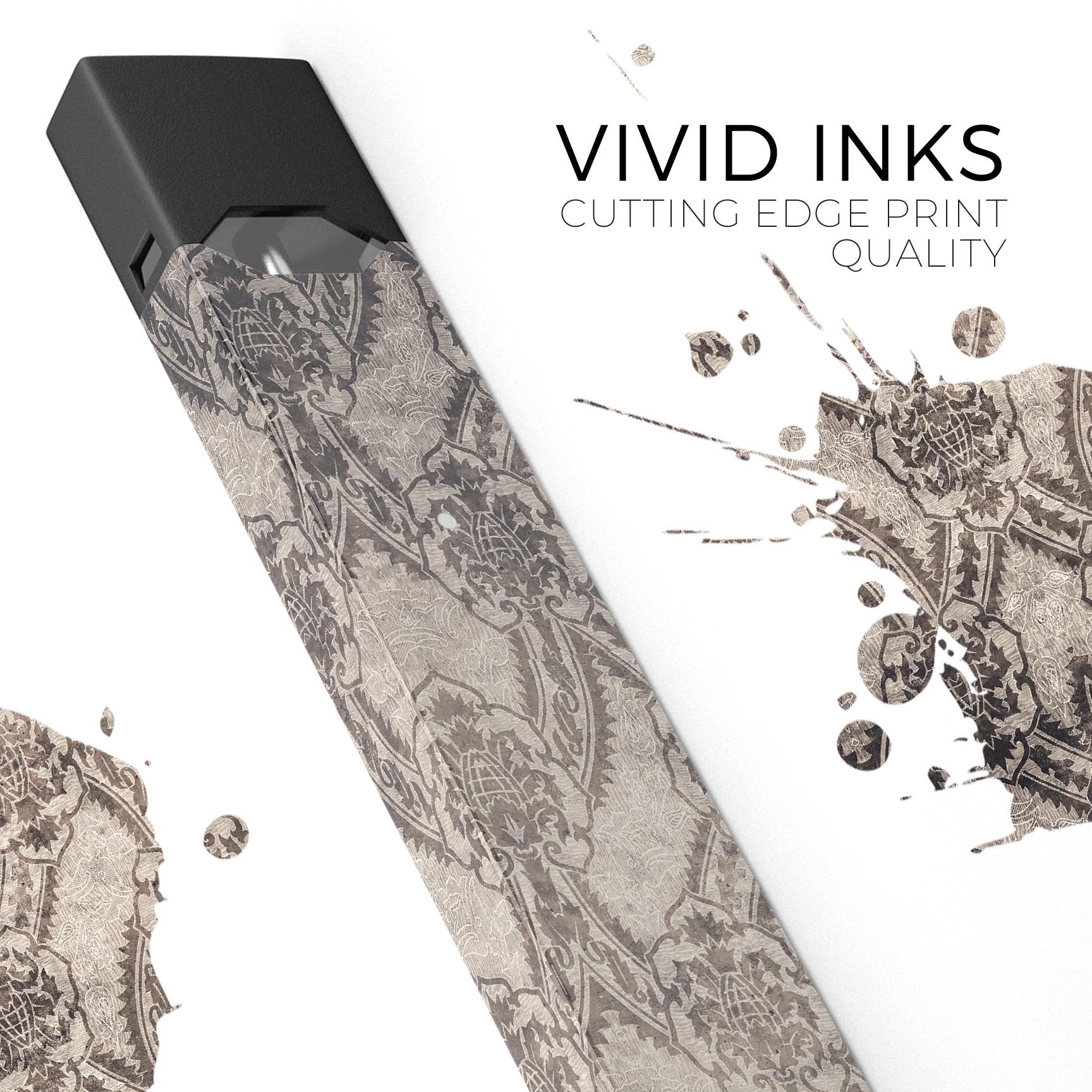 Decadent Draped Damask Pattern skin-wrap for JUUL device, showcasing intricate design and premium quality.