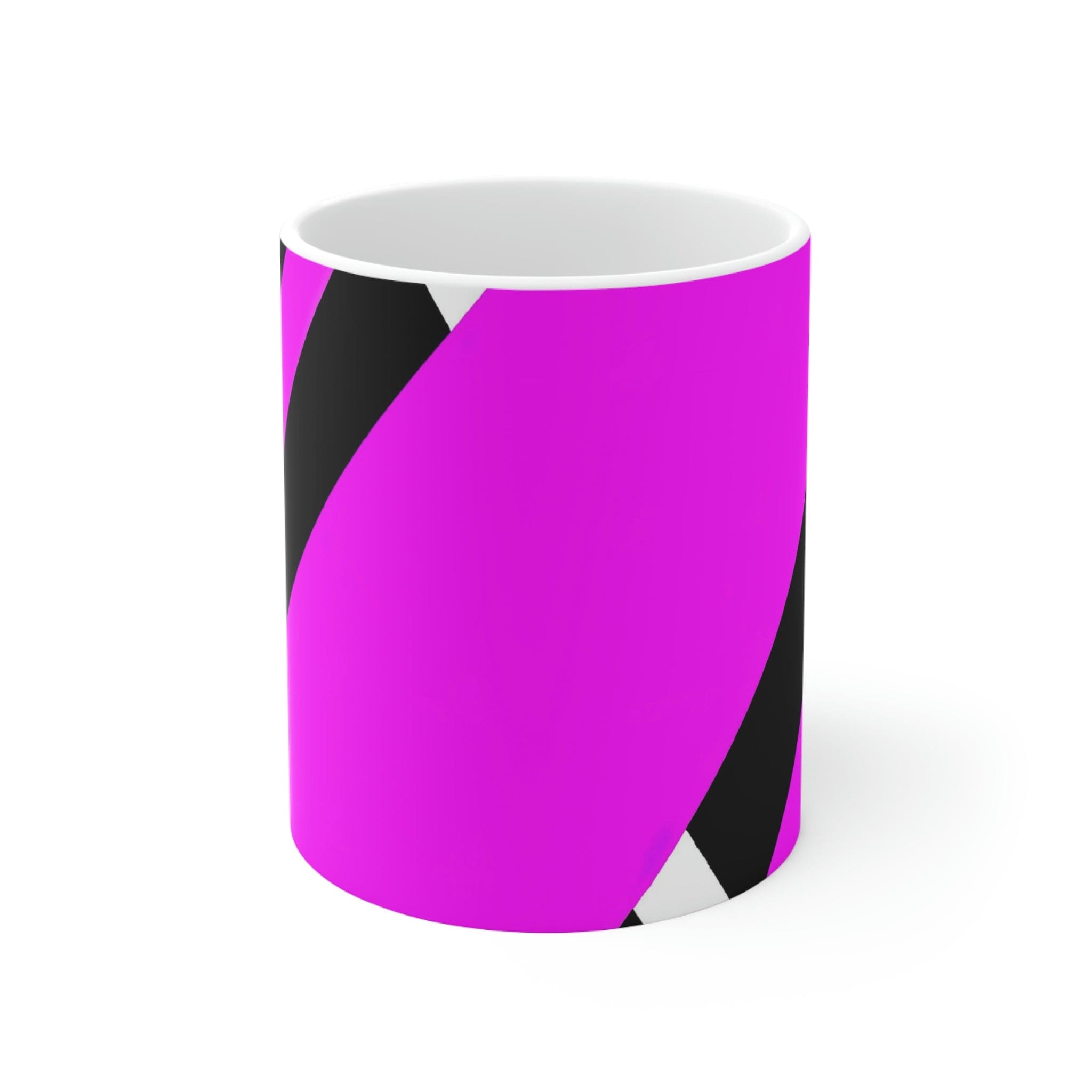 Decorative Ceramic Coffee Mug featuring a black and pink geometric pattern, perfect for coffee, tea, and hot chocolate.