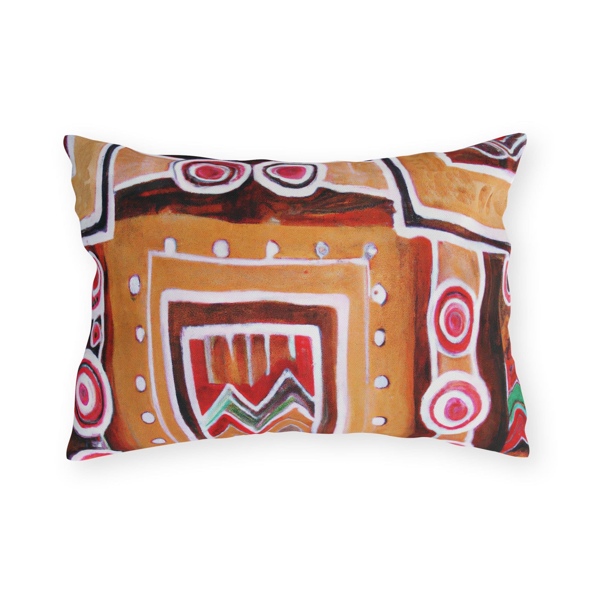 Decorative throw pillow featuring a vibrant Brown Orange Aztec pattern, perfect for indoor and outdoor use.