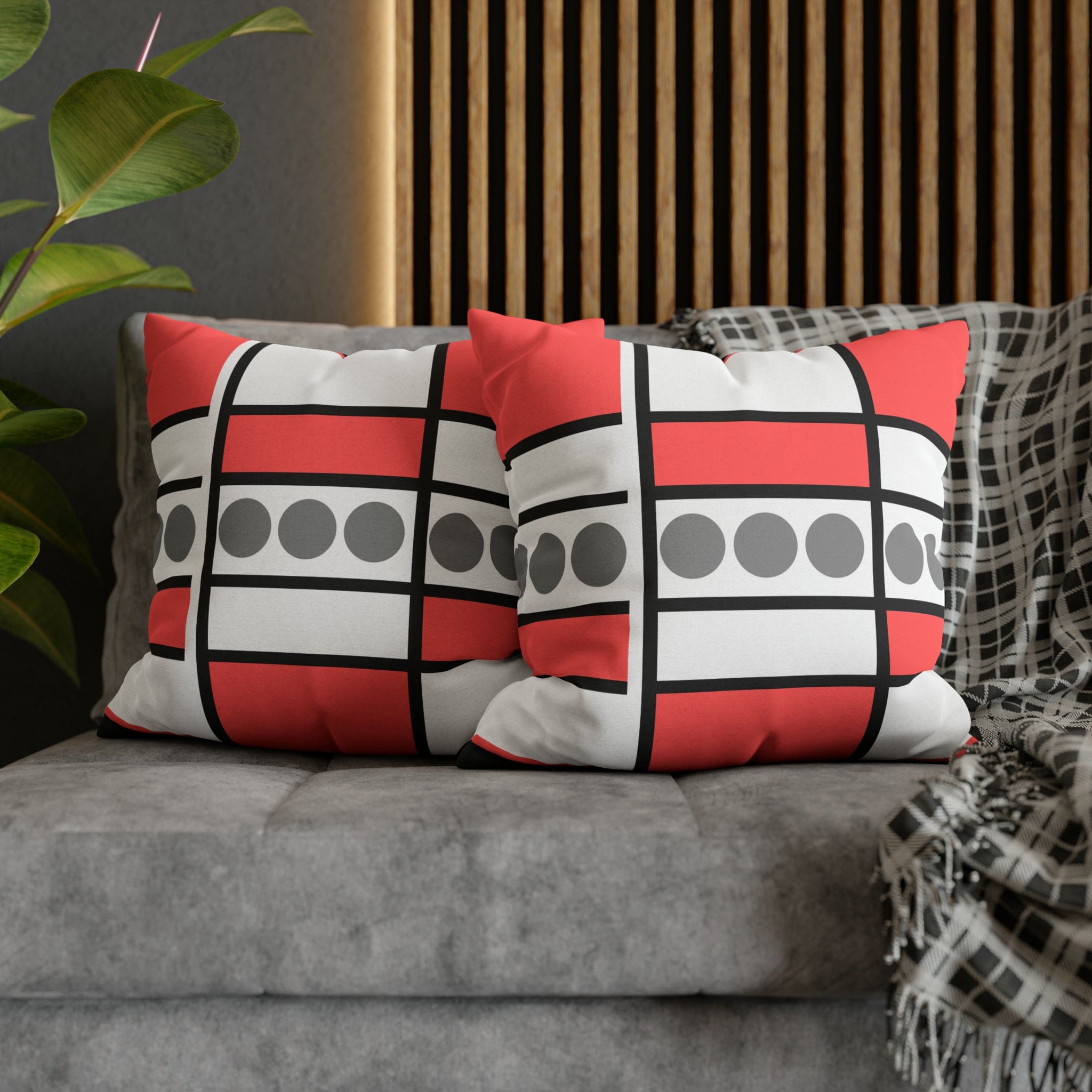 Mauve grey decorative throw pillow cover with a geometric pattern, featuring a concealed zipper and double-sided print.