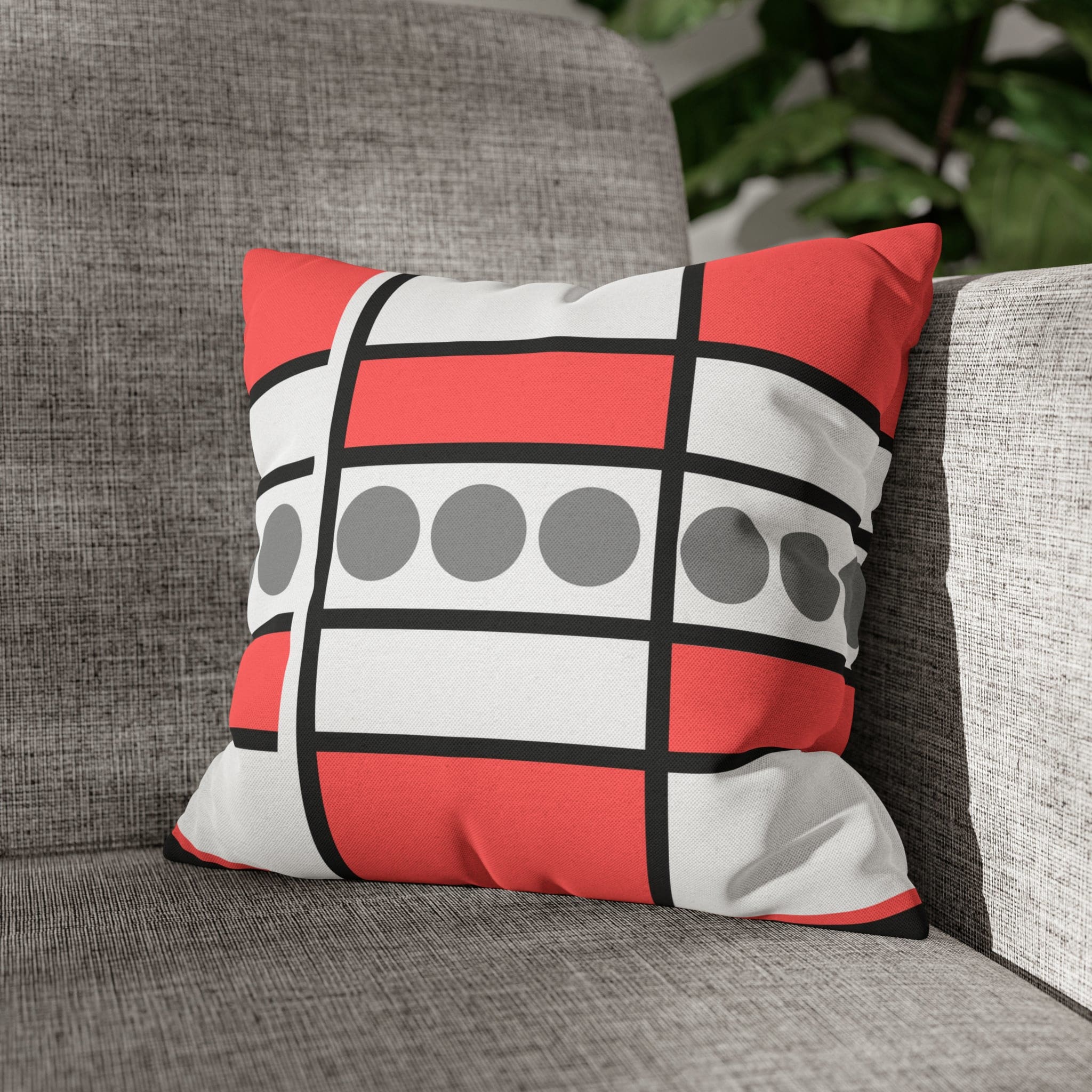 Mauve grey decorative throw pillow cover with a geometric pattern, featuring a concealed zipper and double-sided print.