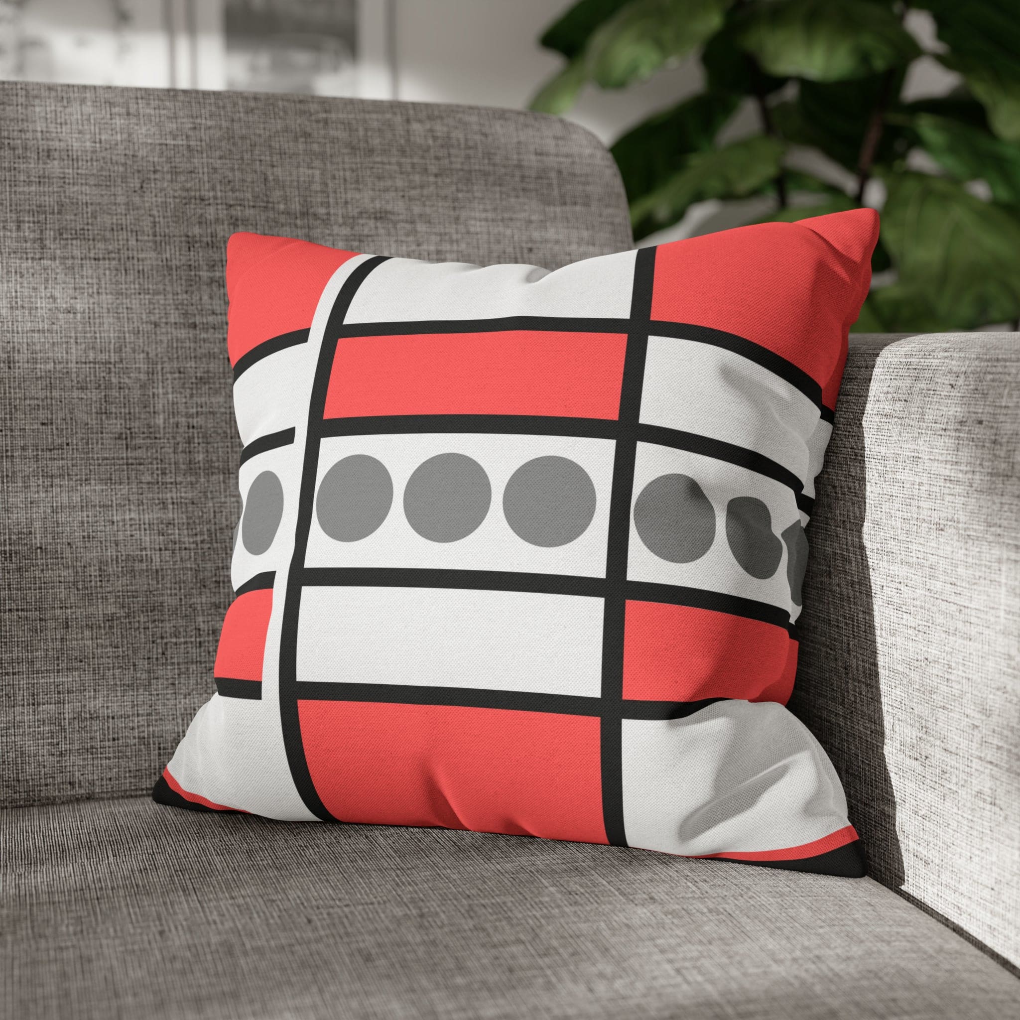 Mauve grey decorative throw pillow cover with a geometric pattern, featuring a concealed zipper and double-sided print.