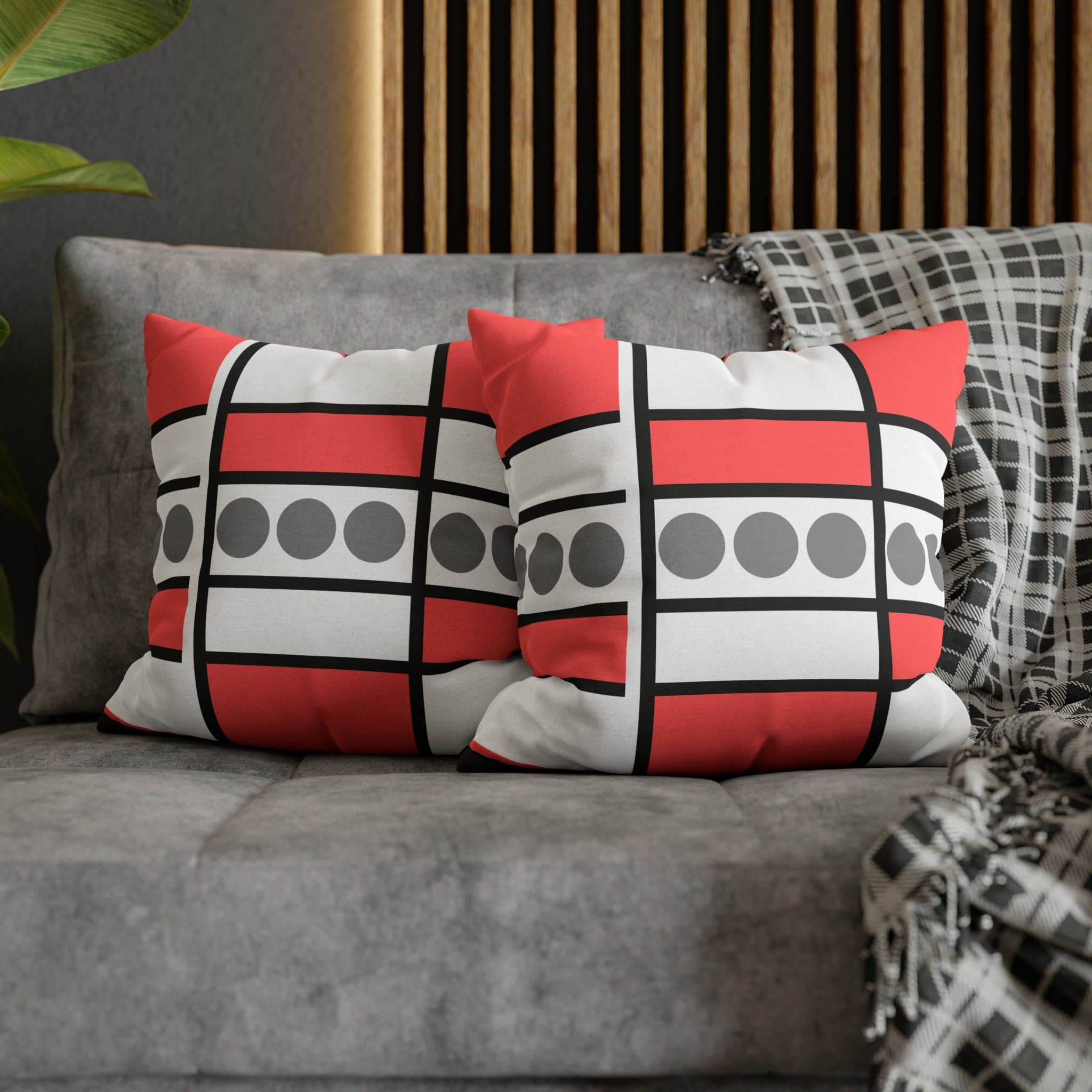 Mauve grey decorative throw pillow cover with a geometric pattern, featuring a concealed zipper and double-sided print.