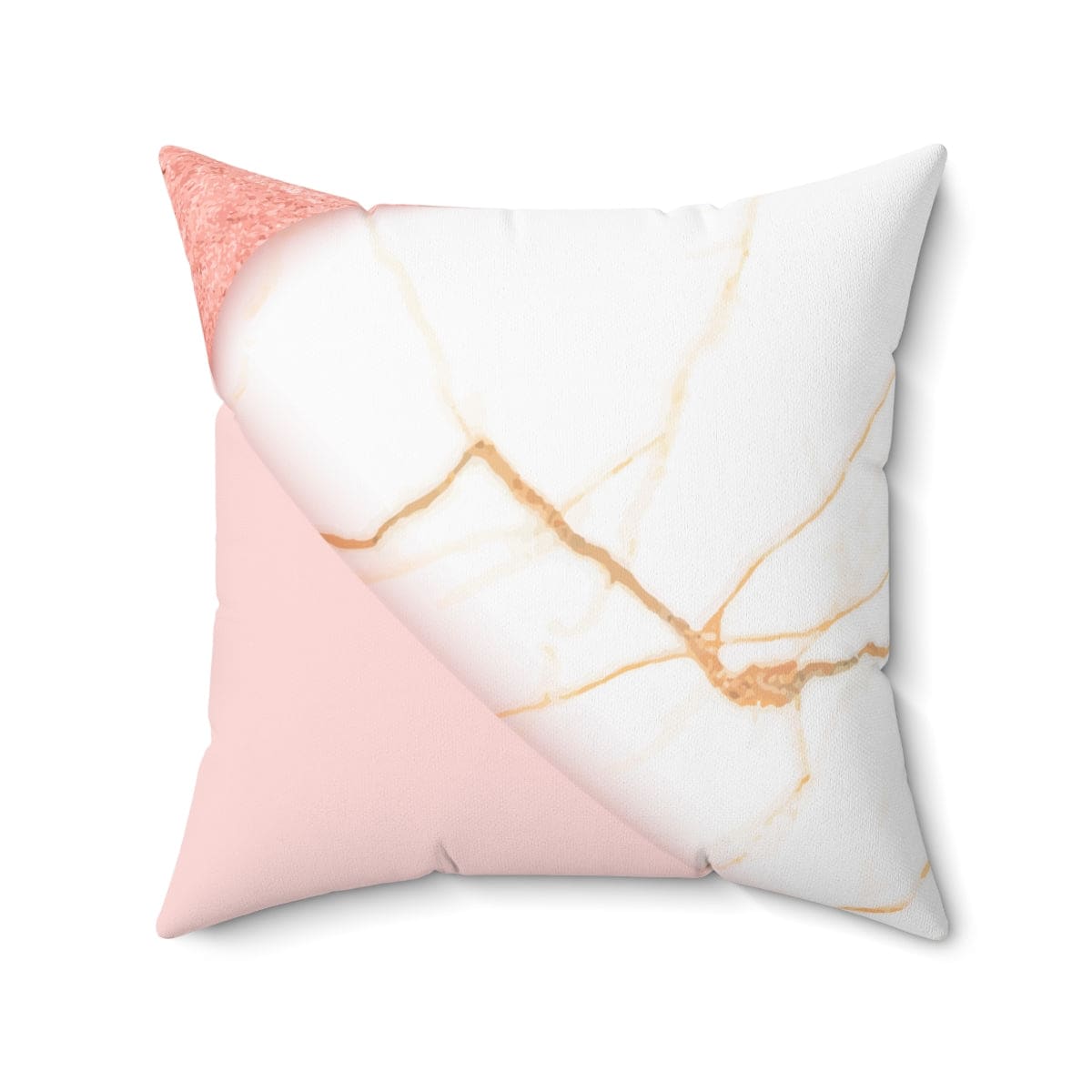 Pink marble swirl decorative throw pillow cover with concealed zipper, showcasing a luxurious design.