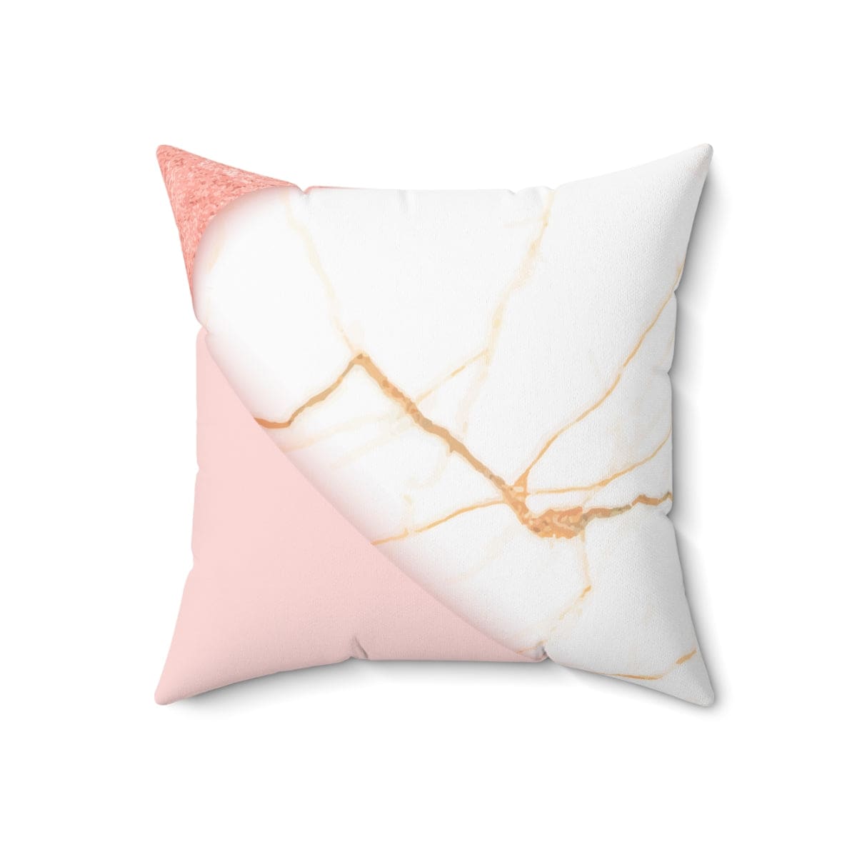 Pink marble swirl decorative throw pillow cover with concealed zipper, showcasing a luxurious design.