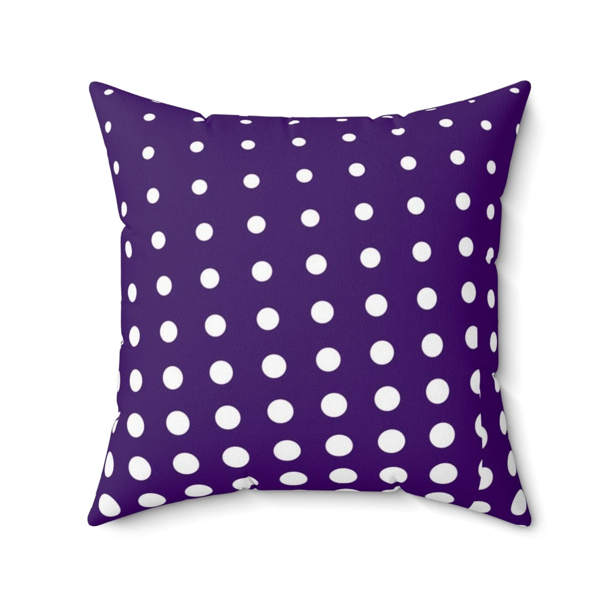 Decorative throw pillow cover featuring a purple and white dotted pattern, showcasing its vibrant colors and soft texture.