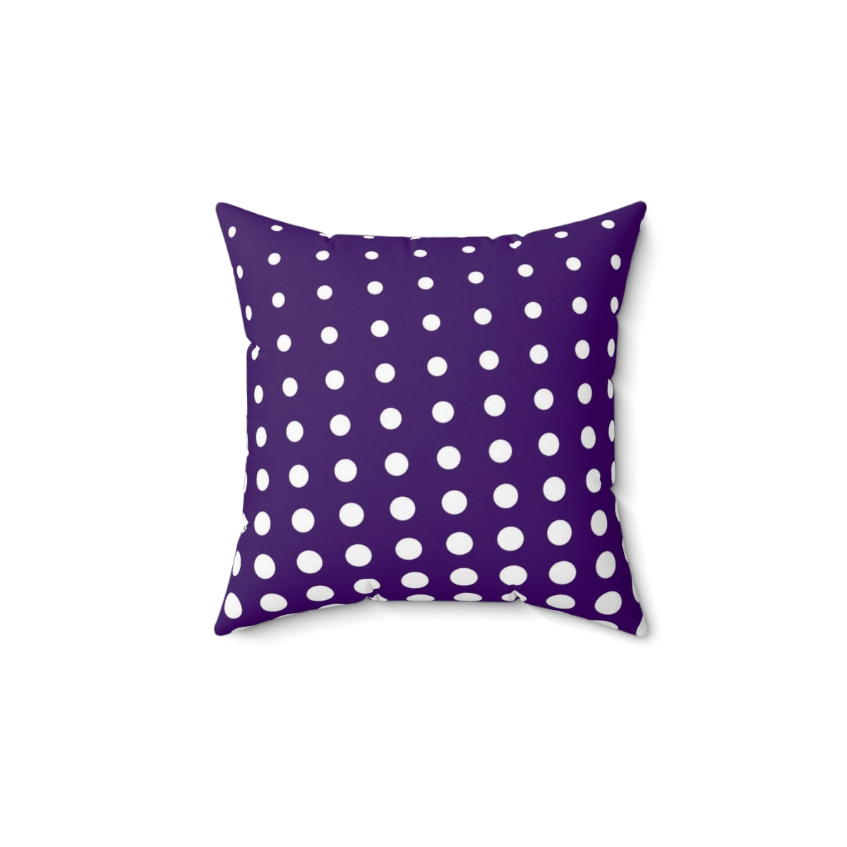 Decorative throw pillow cover featuring a purple and white dotted pattern, showcasing its vibrant colors and soft texture.