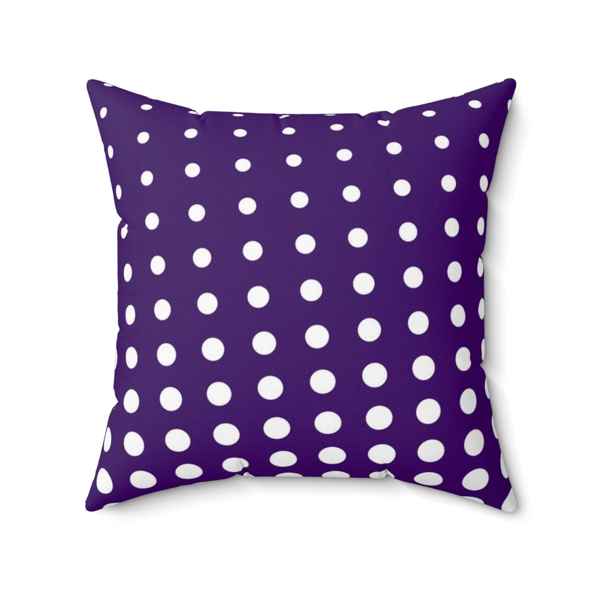 Decorative throw pillow cover featuring a purple and white dotted pattern, showcasing its vibrant colors and soft texture.