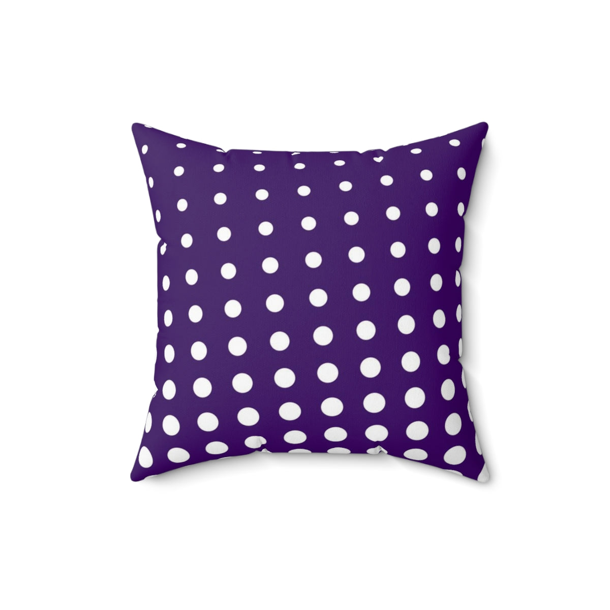 Decorative throw pillow cover featuring a purple and white dotted pattern, showcasing its vibrant colors and soft texture.