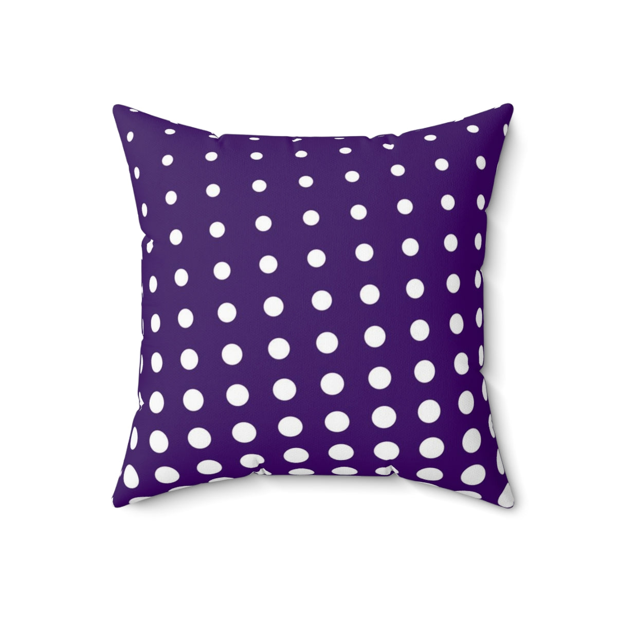 Decorative throw pillow cover featuring a purple and white dotted pattern, showcasing its vibrant colors and soft texture.