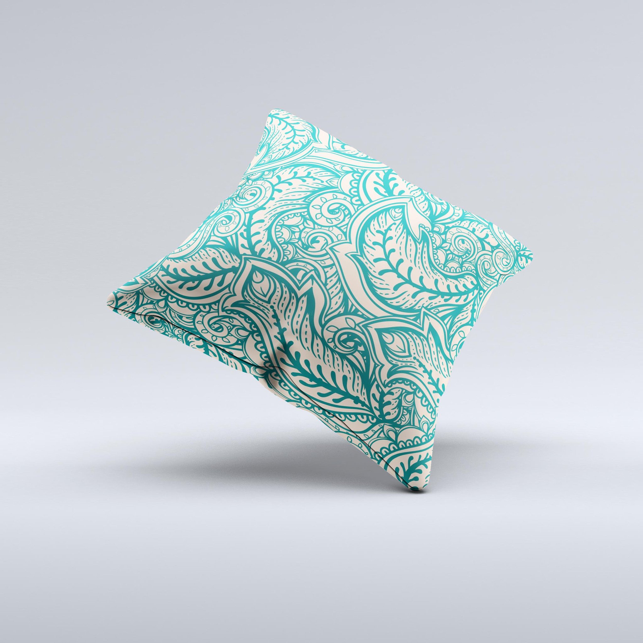 Delicate Green Tan Floral Lace Decorative Throw Pillow with intricate floral design and soft fabric, handcrafted in Virginia.