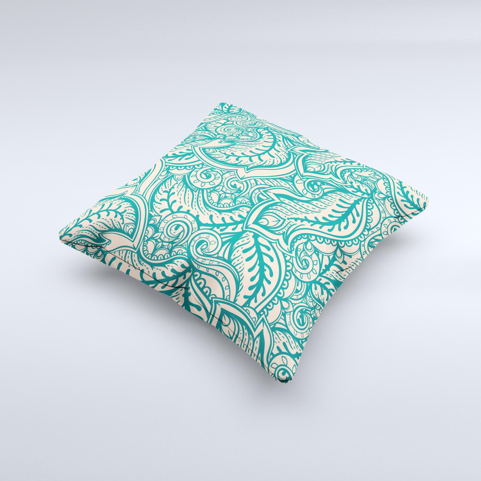 Delicate Green Tan Floral Lace Decorative Throw Pillow with intricate floral design and soft fabric, handcrafted in Virginia.