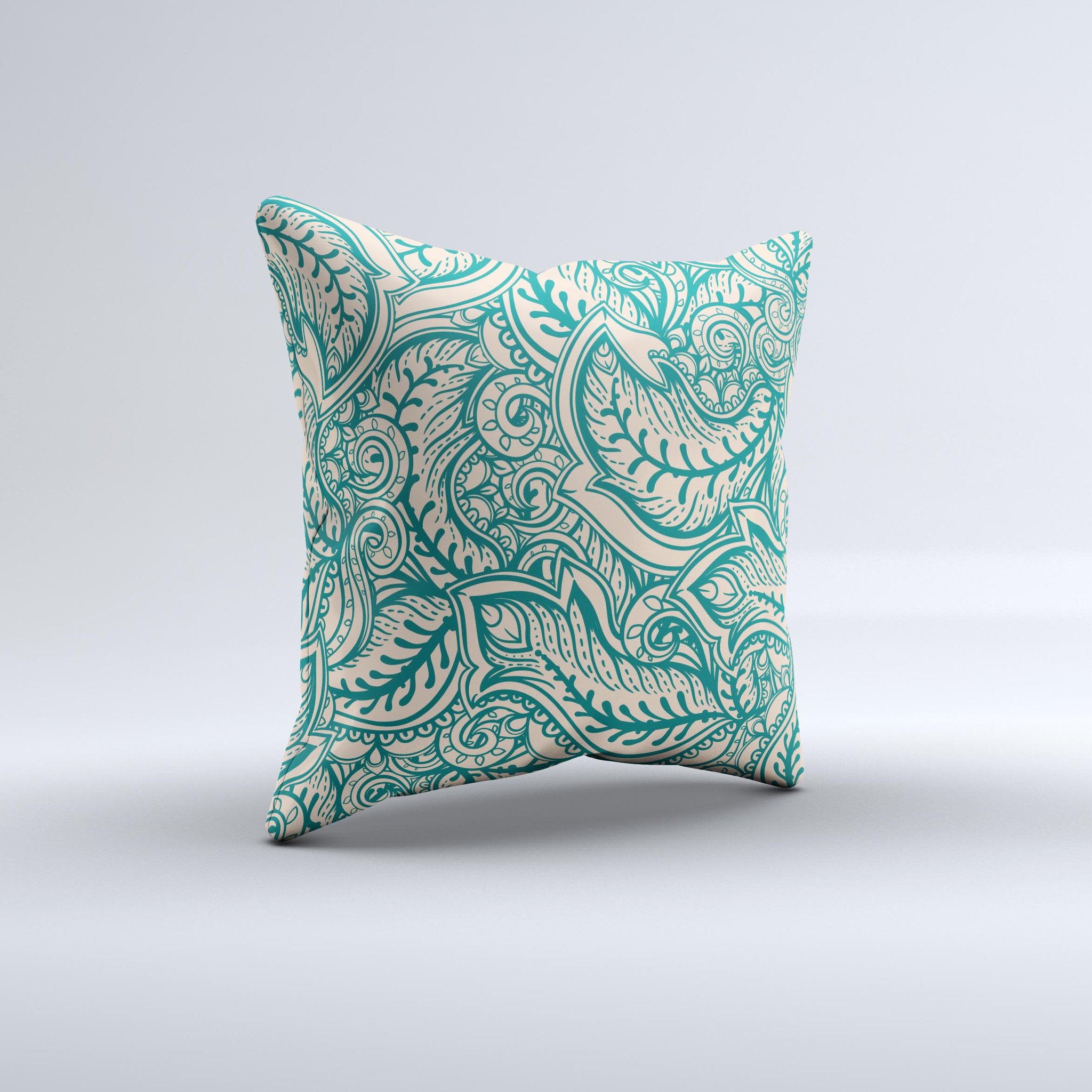 Delicate Green Tan Floral Lace Decorative Throw Pillow with intricate floral design and soft fabric, handcrafted in Virginia.