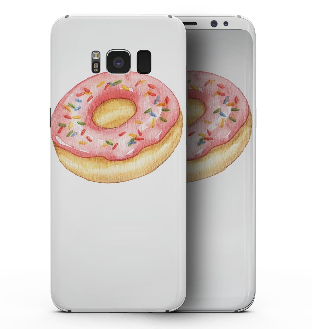 Delicious pink donut skin with sprinkles for Samsung Galaxy S8, showcasing vibrant colors and a fun design.