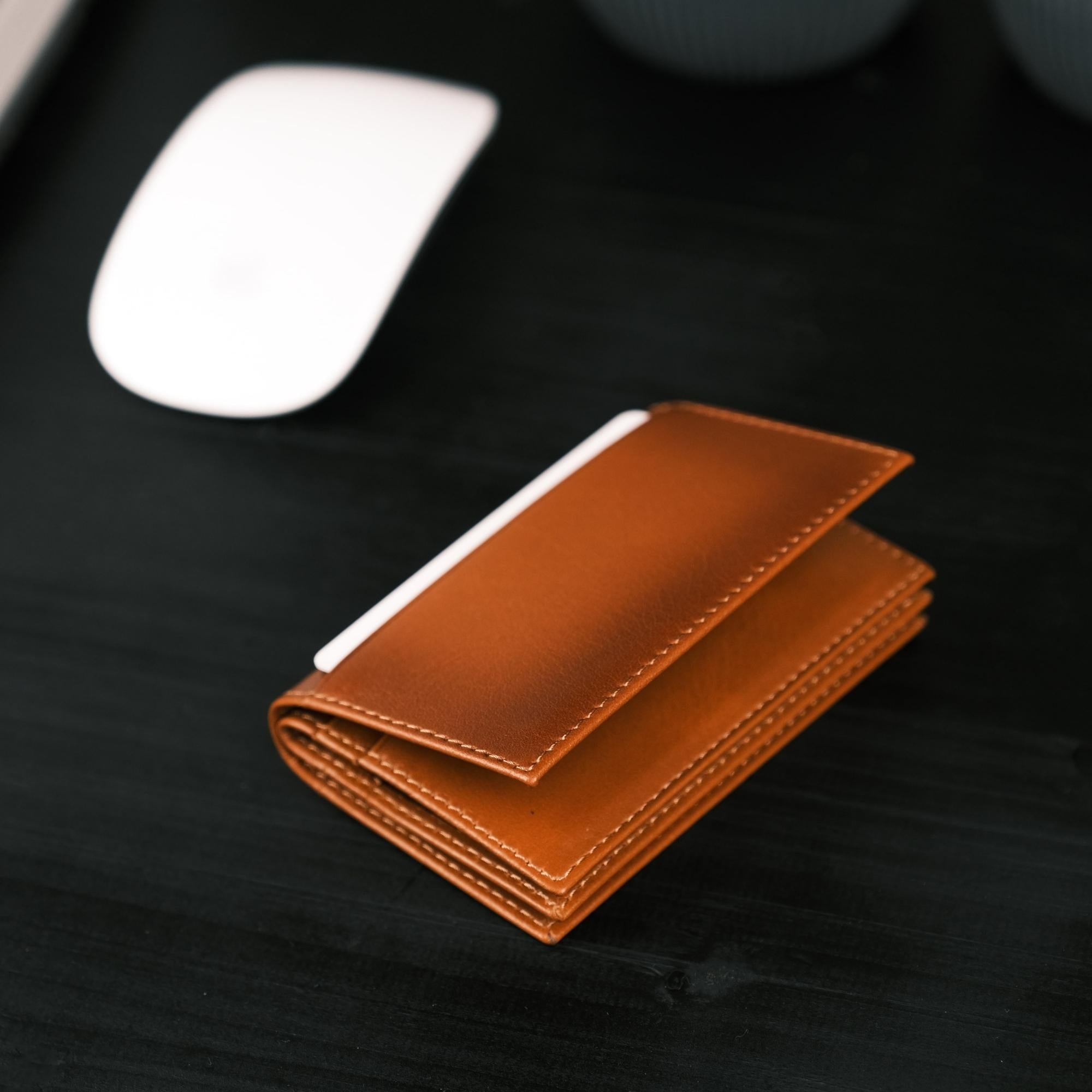 Denver Luxury Full-Grain Leather Cardholder for Men, showcasing its sleek design and premium leather texture.