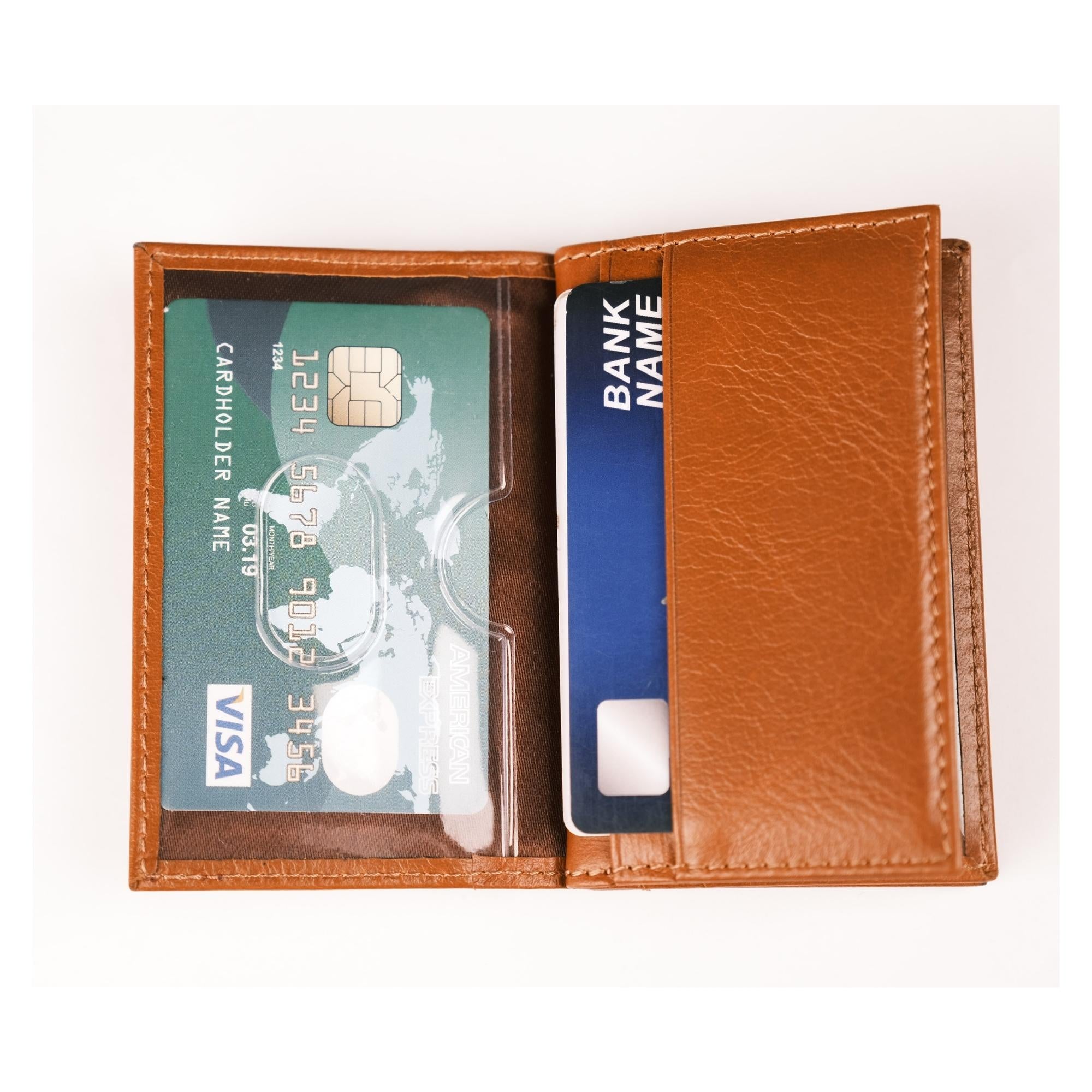 Denver Luxury Full-Grain Leather Cardholder for Men, showcasing its sleek design and premium leather texture.