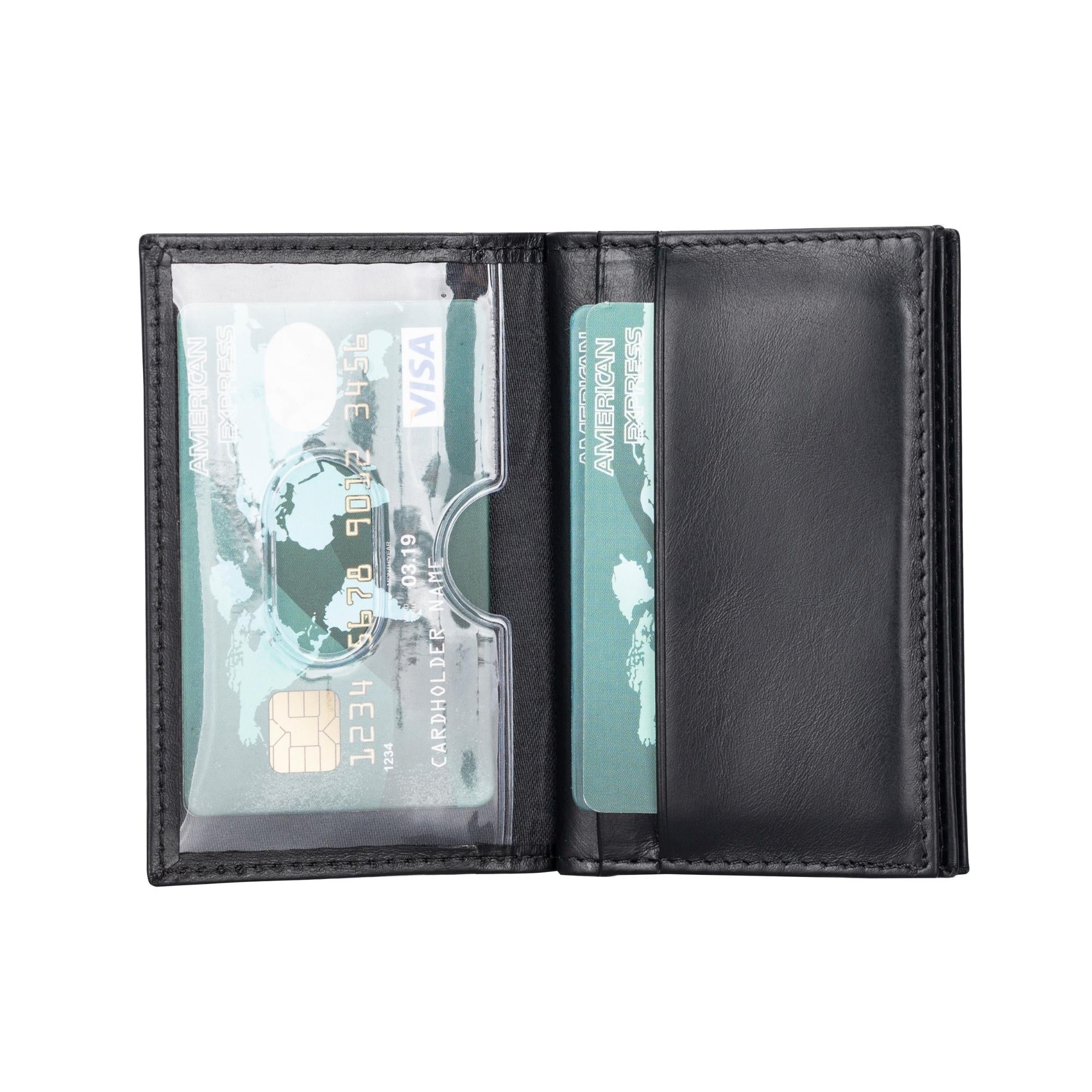 Denver Luxury Full-Grain Leather Cardholder for Men, showcasing its sleek design and premium leather texture.