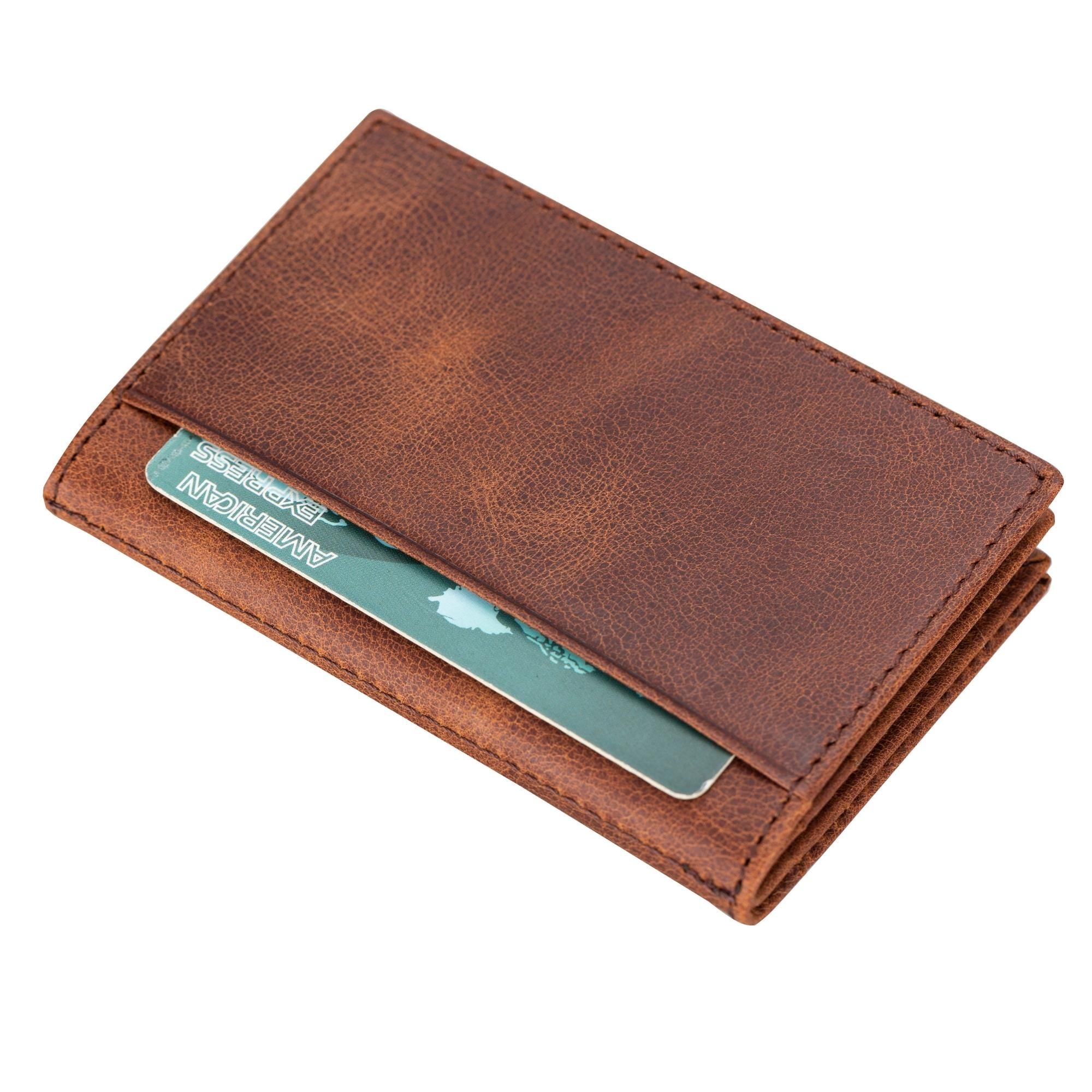 Denver Luxury Full-Grain Leather Cardholder for Men, showcasing its sleek design and premium leather texture.