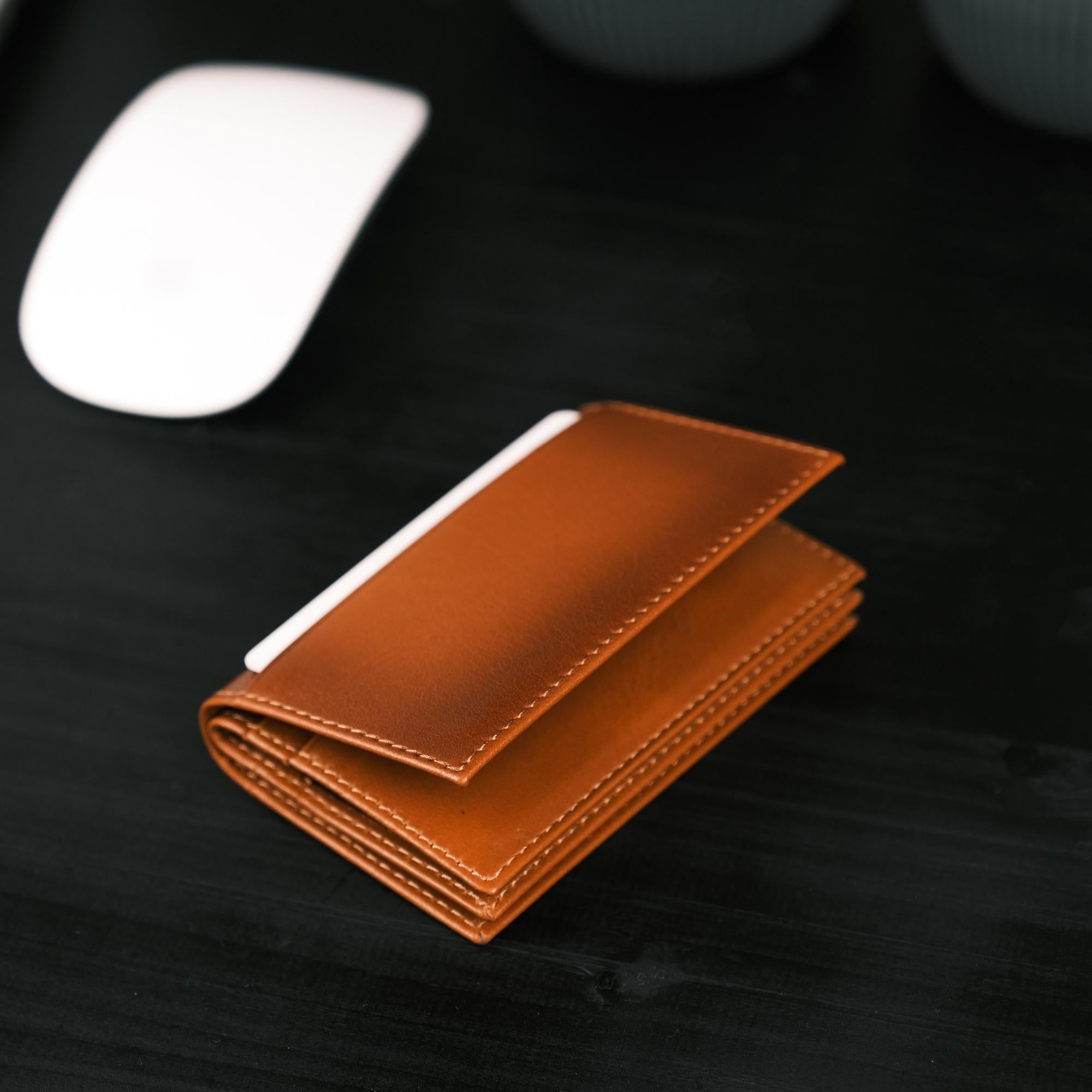 Denver Luxury Full-Grain Leather Cardholder for Men, showcasing its sleek design and premium leather texture.