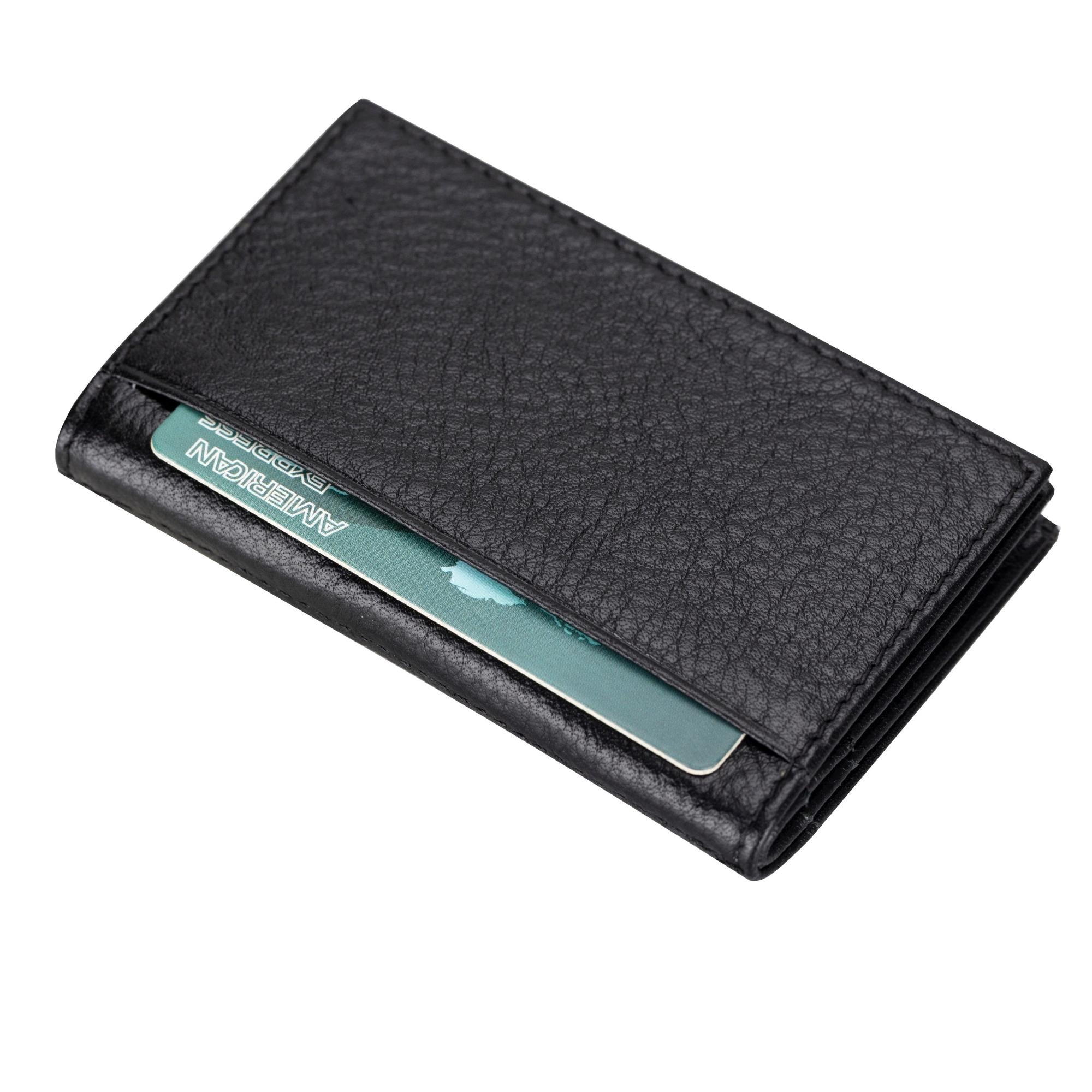 Denver Luxury Full-Grain Leather Cardholder for Men, showcasing its sleek design and premium leather texture.