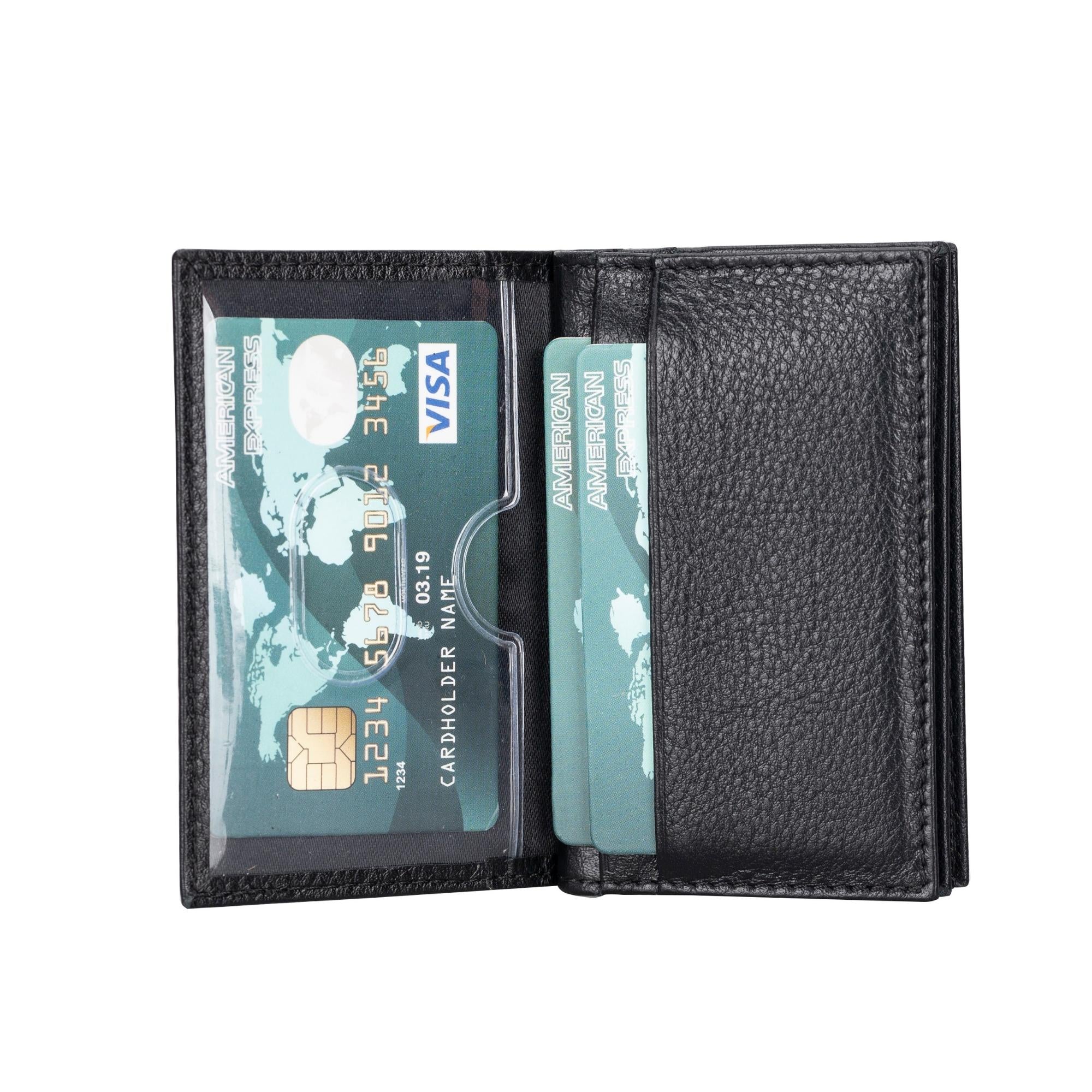 Denver Luxury Full-Grain Leather Cardholder for Men, showcasing its sleek design and premium leather texture.