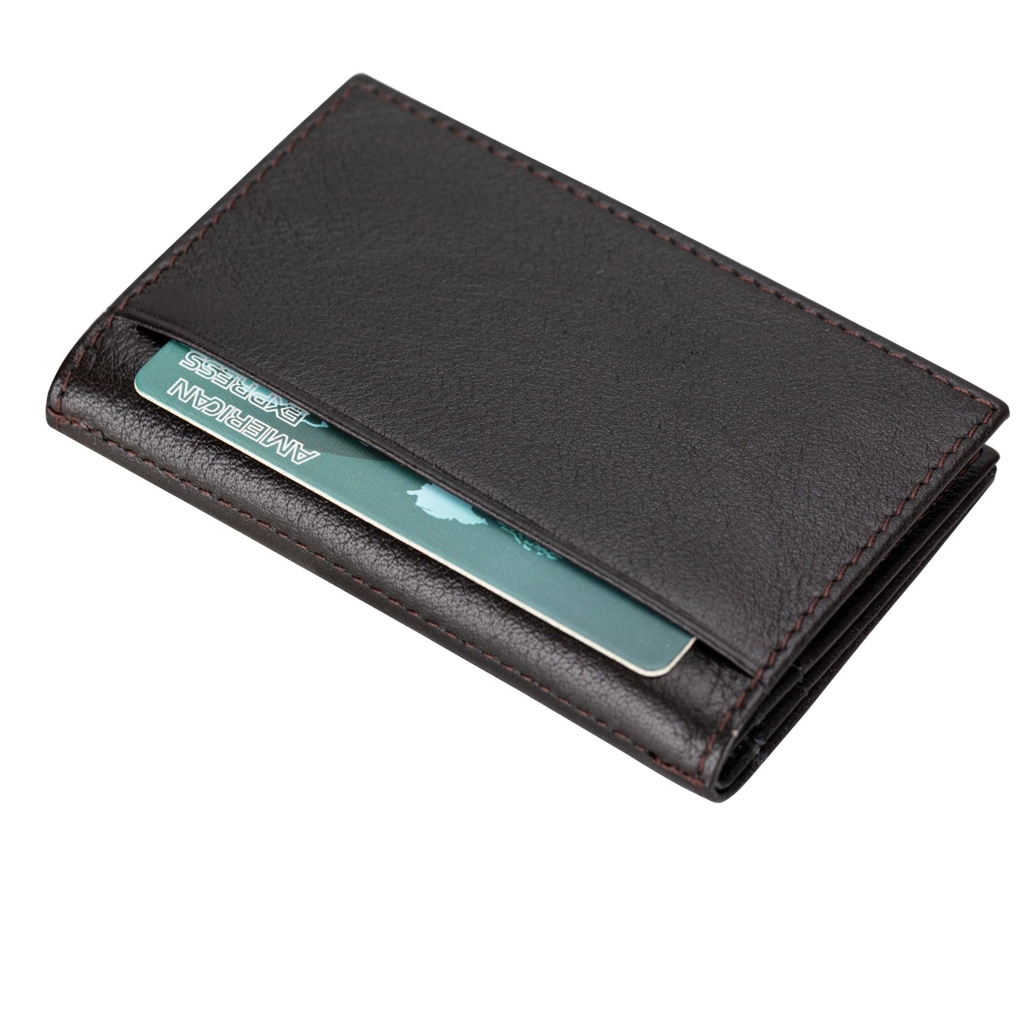 Denver Luxury Full-Grain Leather Cardholder for Men, showcasing its sleek design and premium leather texture.