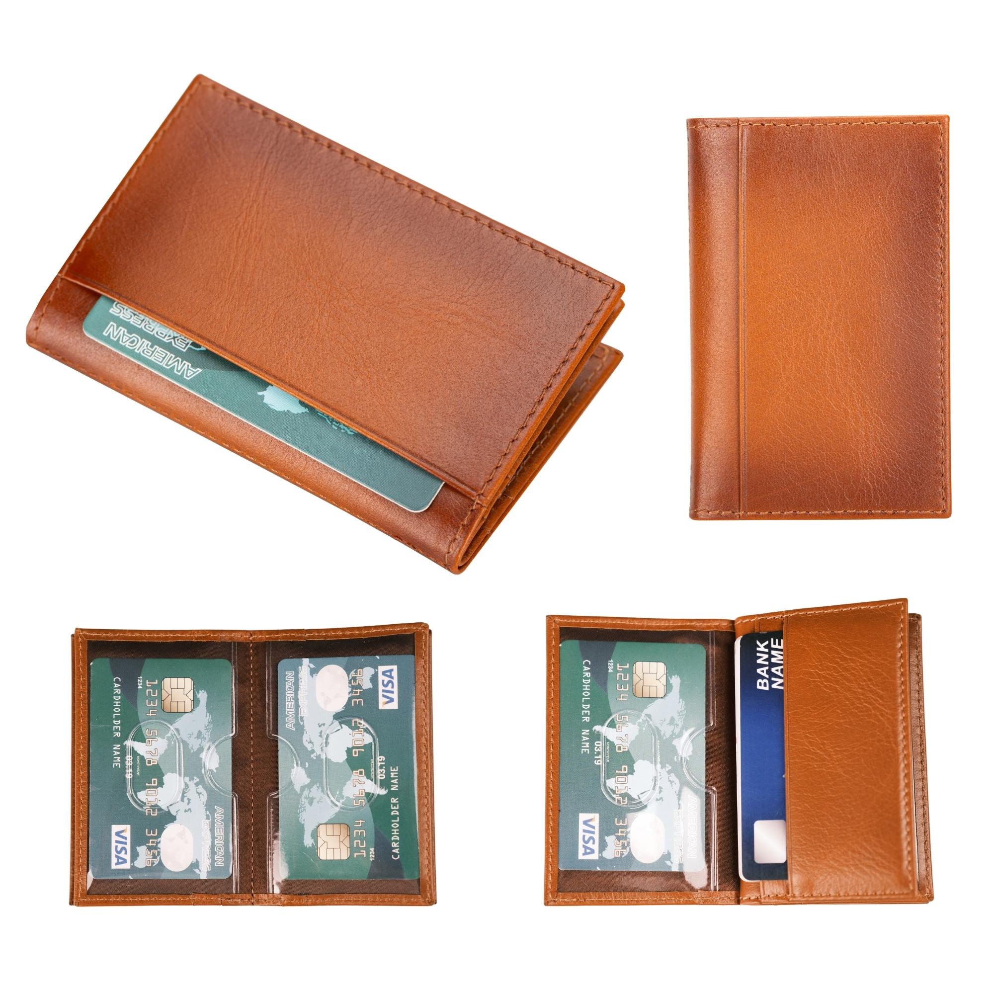 Denver Luxury Full-Grain Leather Cardholder for Men, showcasing its sleek design and premium leather texture.