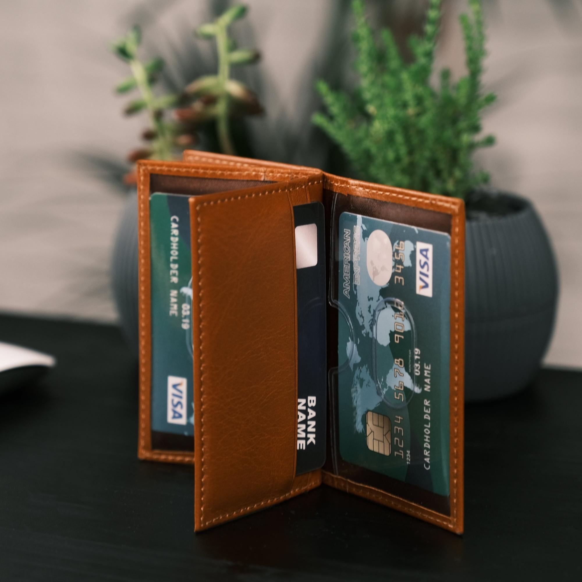 Denver Luxury Full-Grain Leather Cardholder for Men, showcasing its sleek design and premium leather texture.