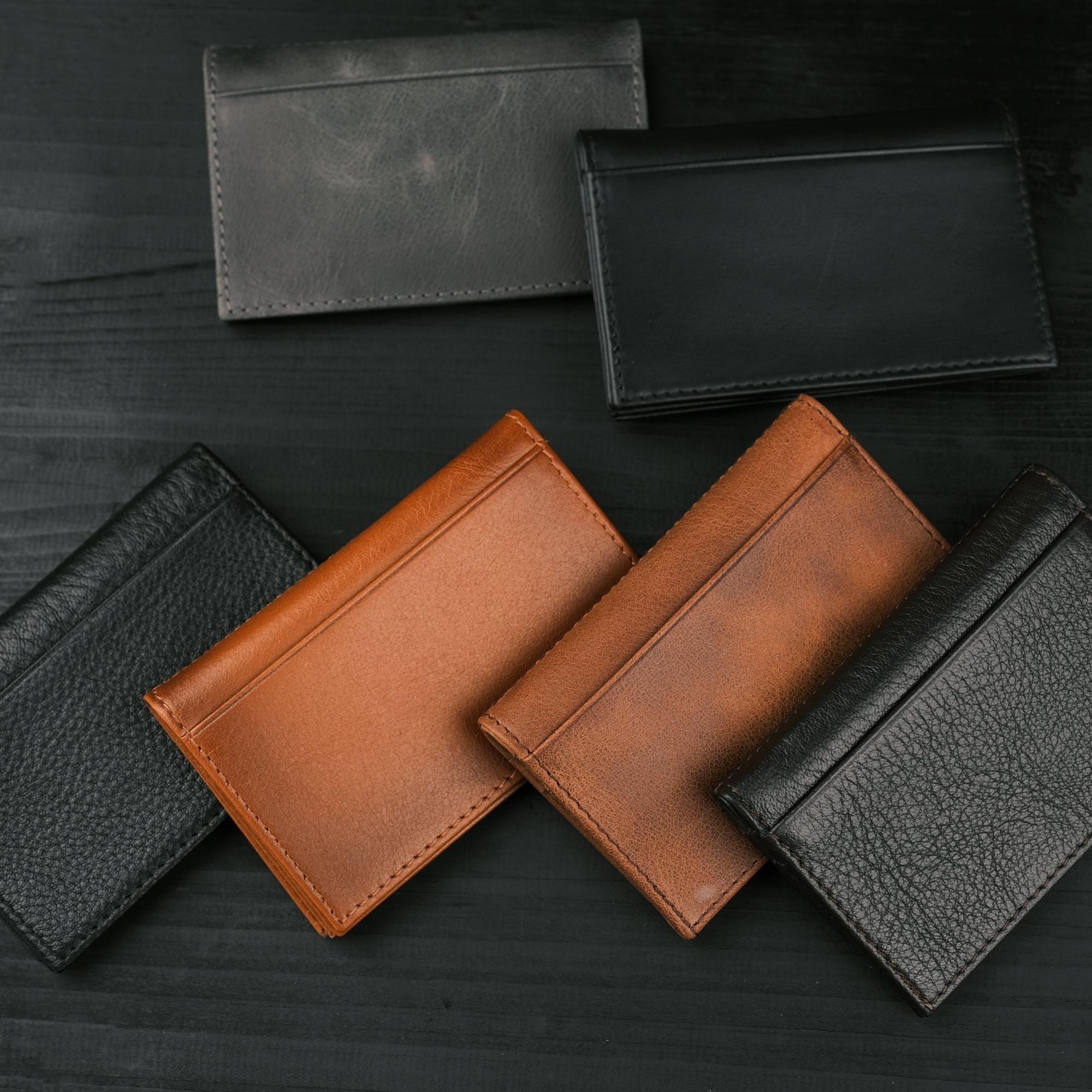 Denver Luxury Full-Grain Leather Cardholder for Men, showcasing its sleek design and premium leather texture.