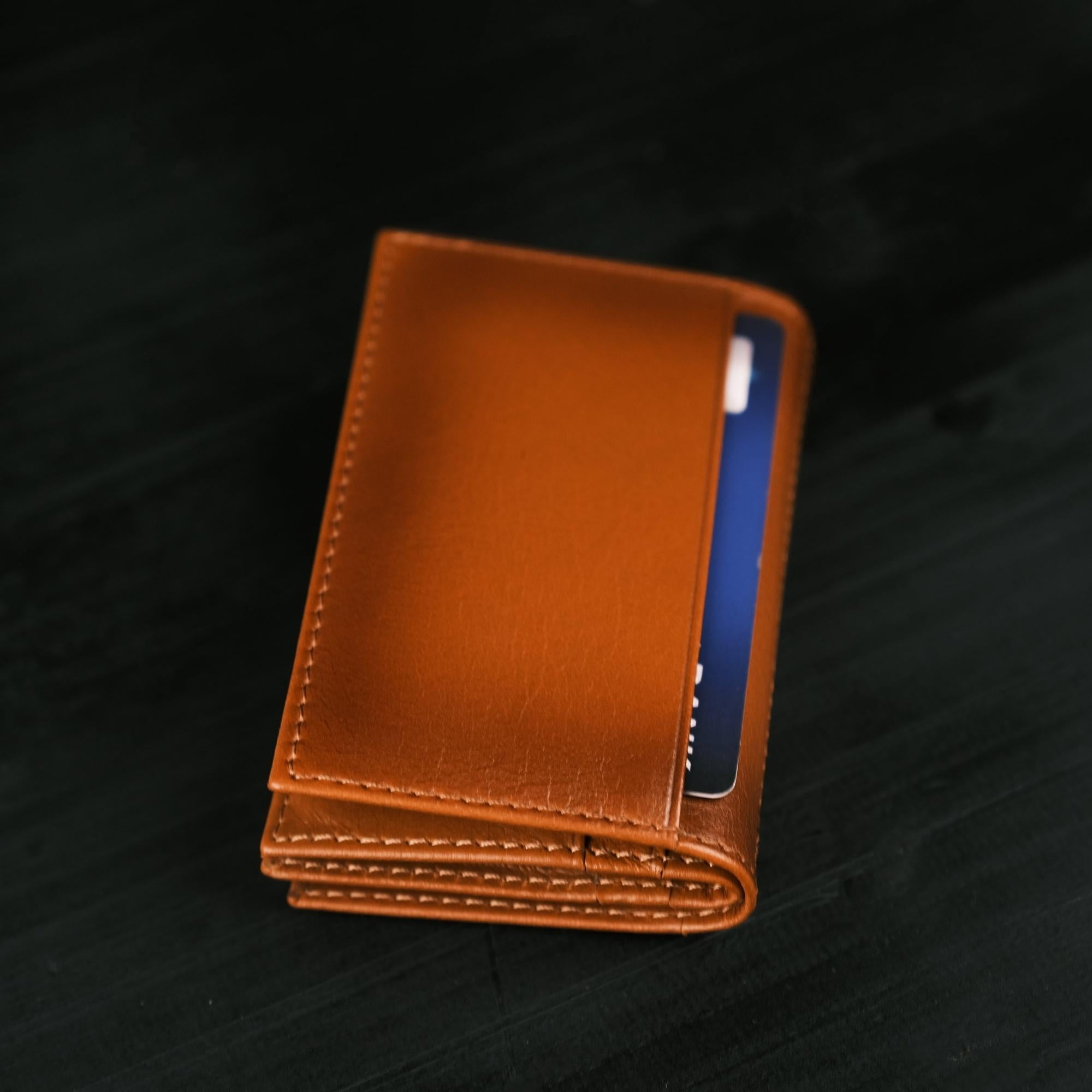 Denver Luxury Full-Grain Leather Cardholder for Men, showcasing its sleek design and premium leather texture.