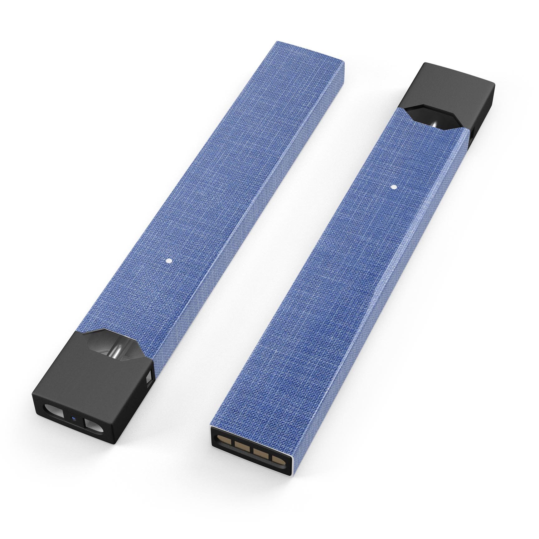 Deep Blue Jean Fabric Pattern skin wrap for JUUL vaping device, showcasing a stylish denim design with precise cutouts.