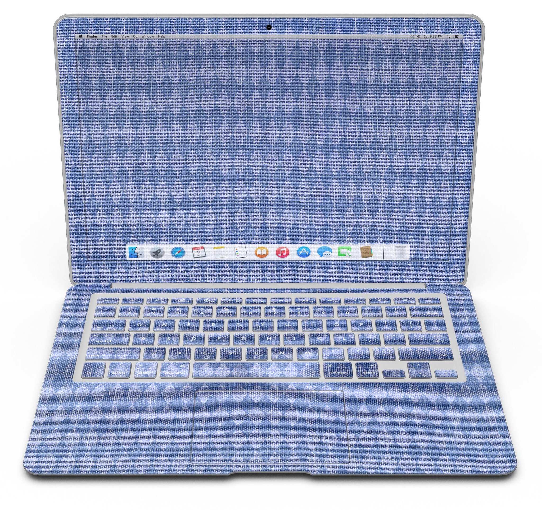 Deep Blue Sea Diamond Pattern MacBook Air Skin Kit showcasing vibrant colors and intricate design.