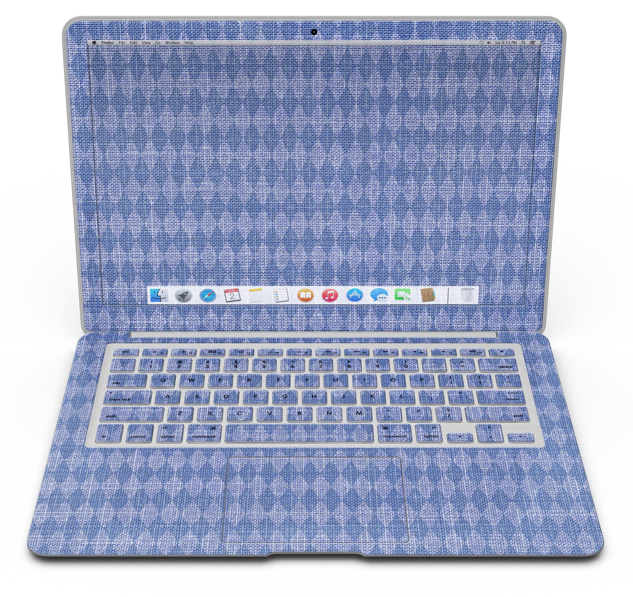 Deep Blue Sea Diamond Pattern MacBook Air Skin Kit showcasing vibrant colors and intricate design.