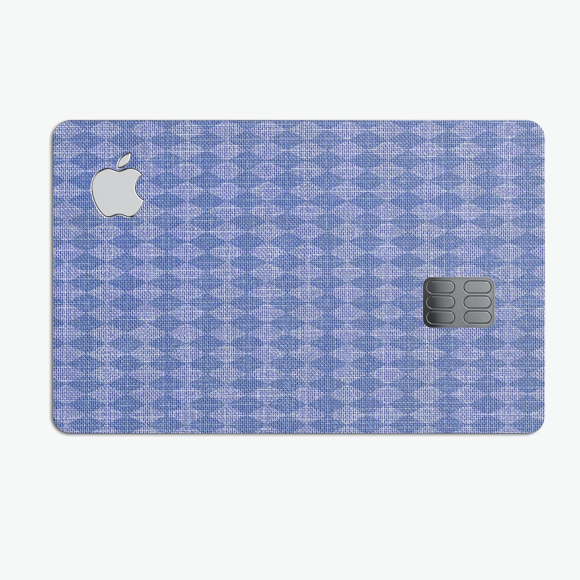 Deep Blue Sea Diamond Pattern skin for Apple Card, showcasing its vibrant design and premium vinyl material.