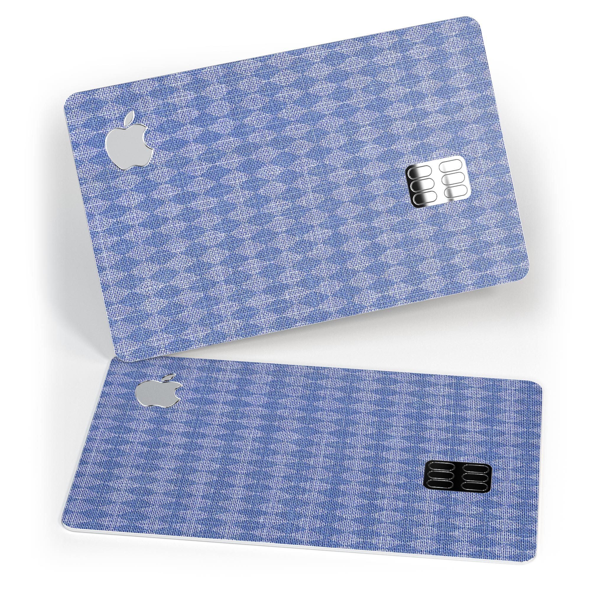 Deep Blue Sea Diamond Pattern skin for Apple Card, showcasing its vibrant design and premium vinyl material.