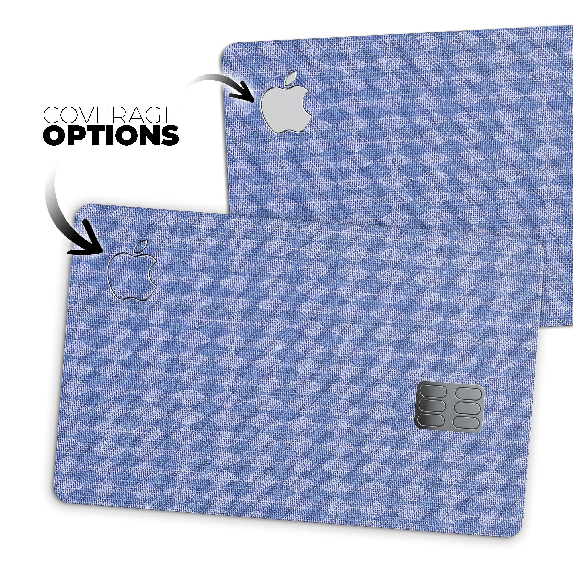 Deep Blue Sea Diamond Pattern skin for Apple Card, showcasing its vibrant design and premium vinyl material.